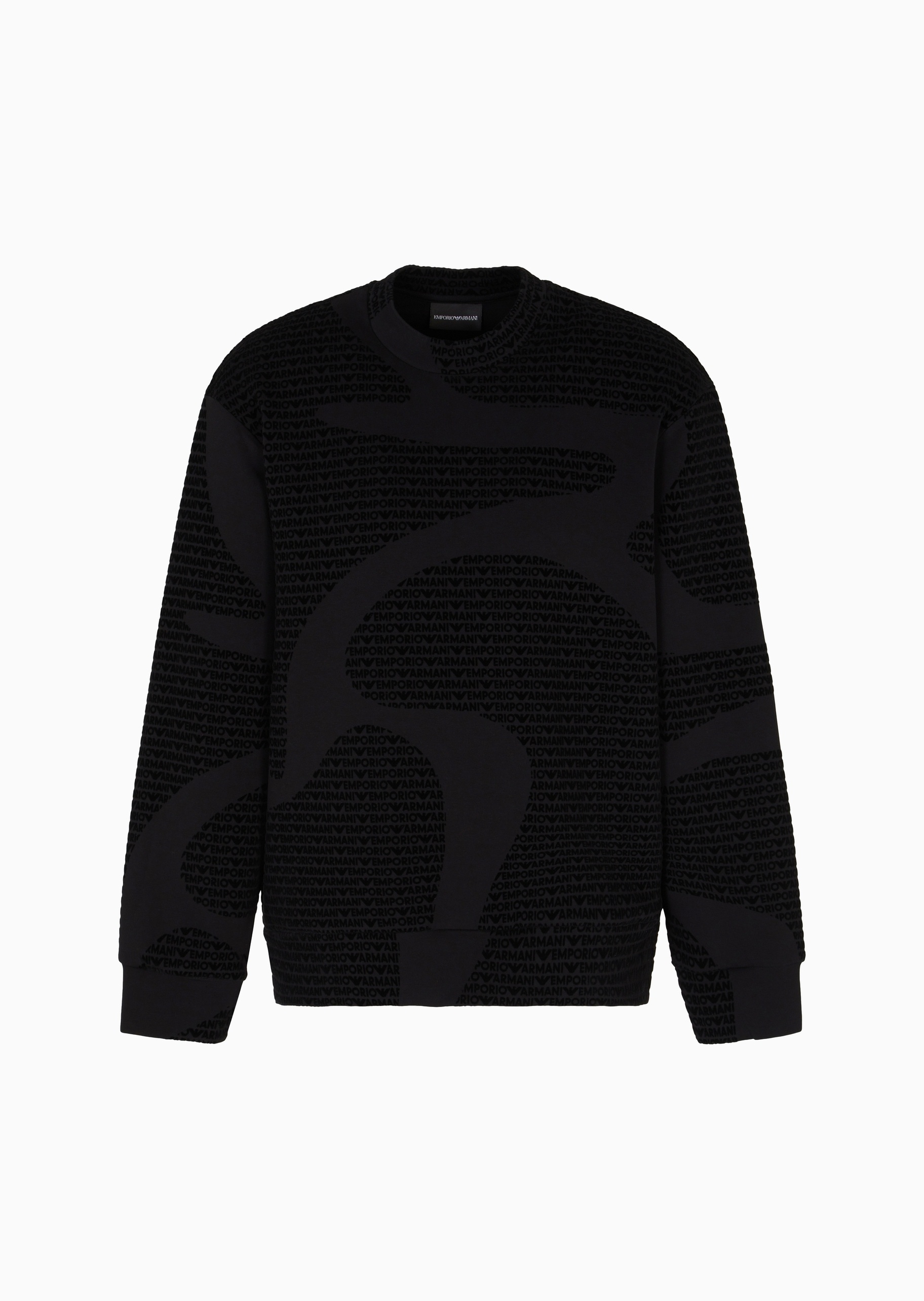 Emporio Armani 男士宽松套头圆领植绒印花运动休闲卫衣