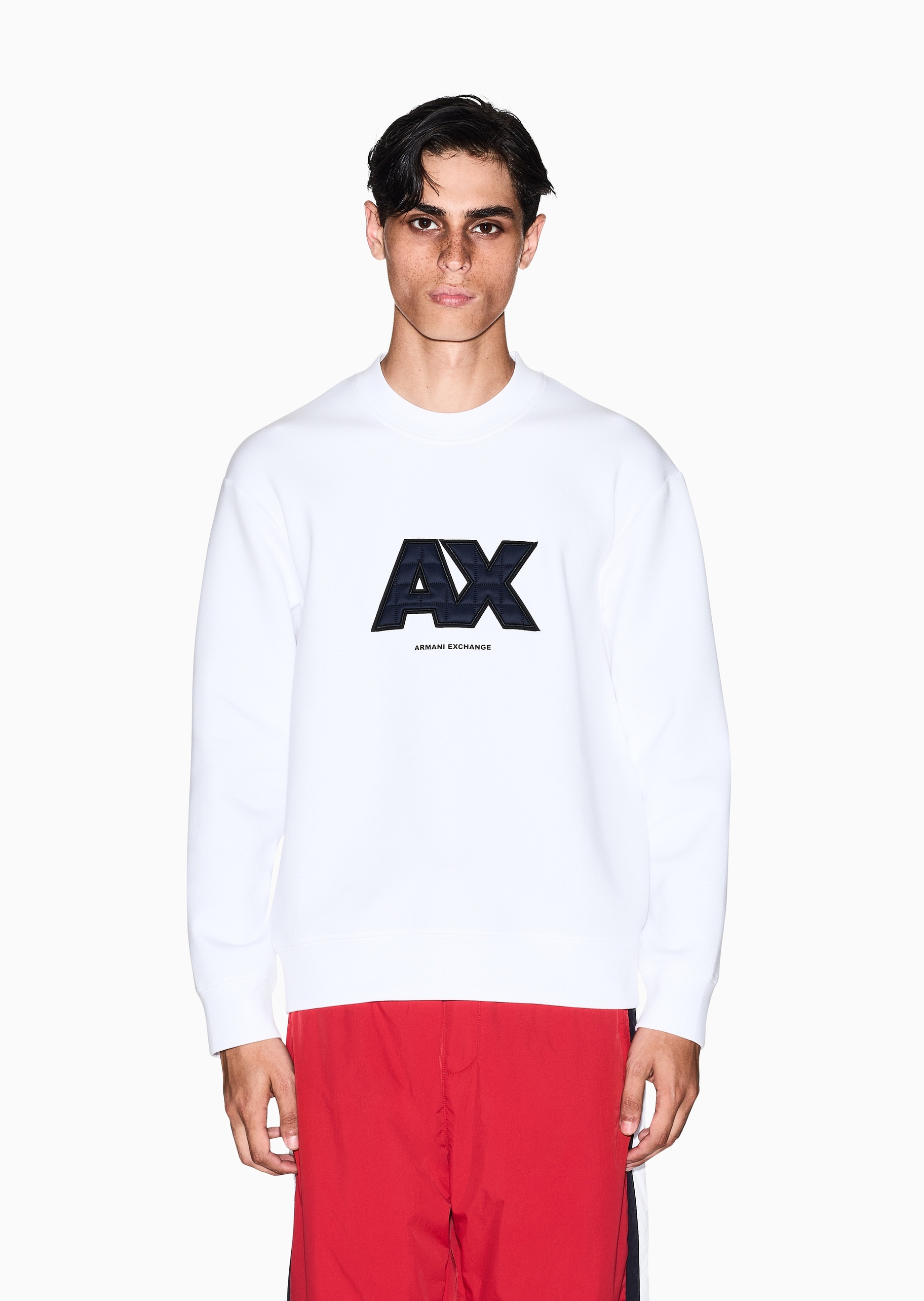 ARMANI EXCHANGE 男士套头宽松重磅情侣运动风圆领卫衣