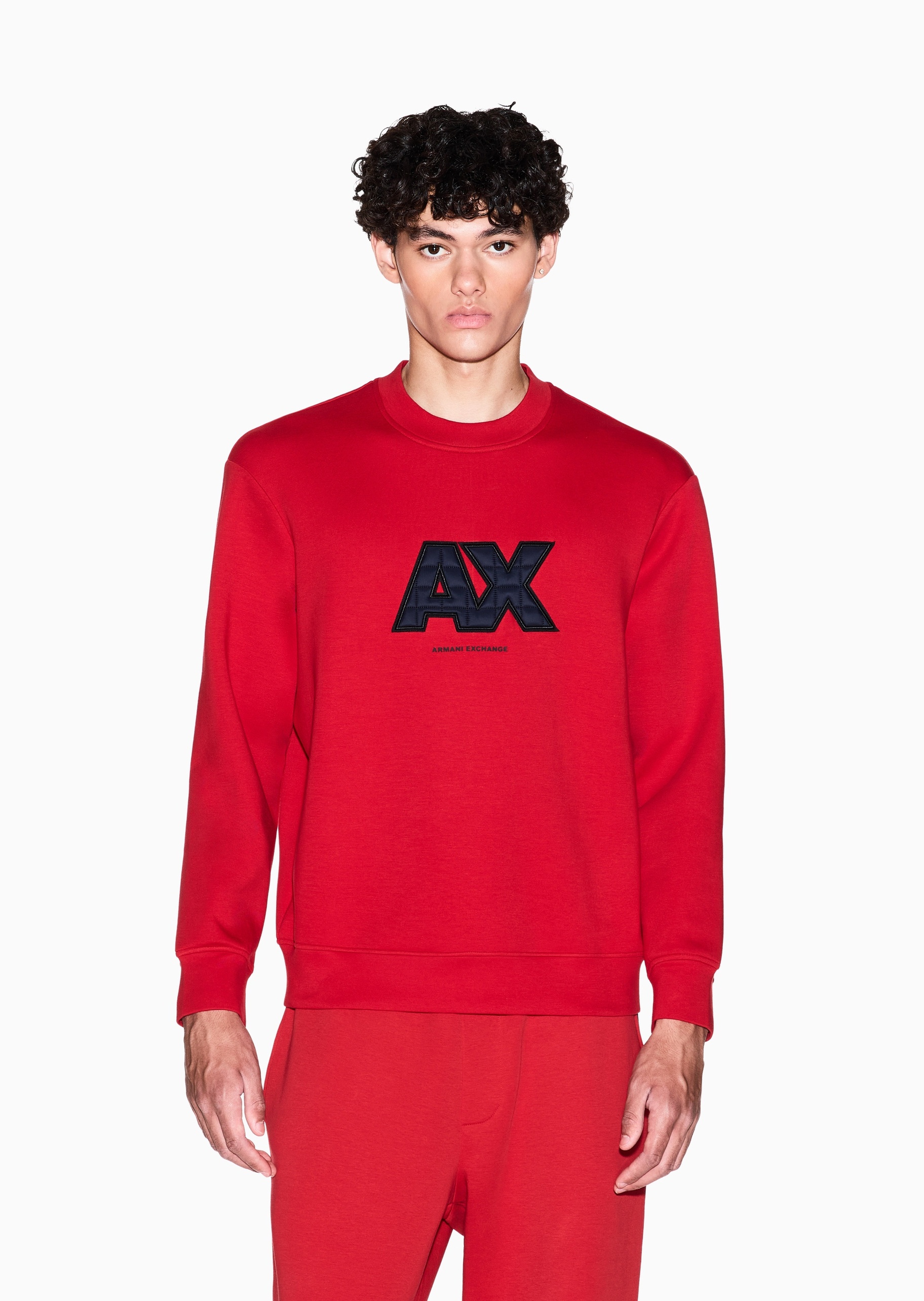 ARMANI EXCHANGE 男士套头宽松重磅情侣运动风圆领卫衣