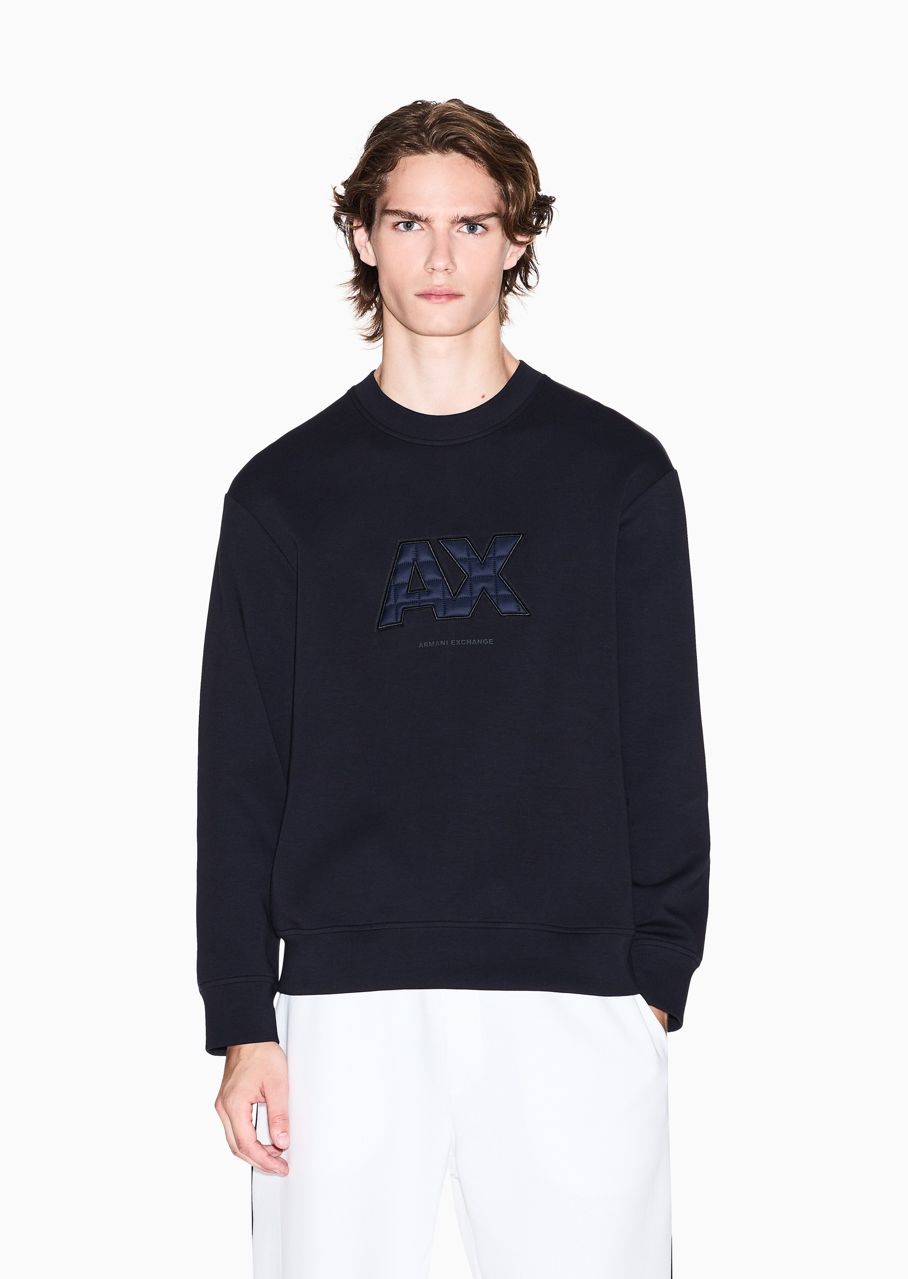ARMANI EXCHANGE 男士套头宽松重磅情侣运动风圆领卫衣