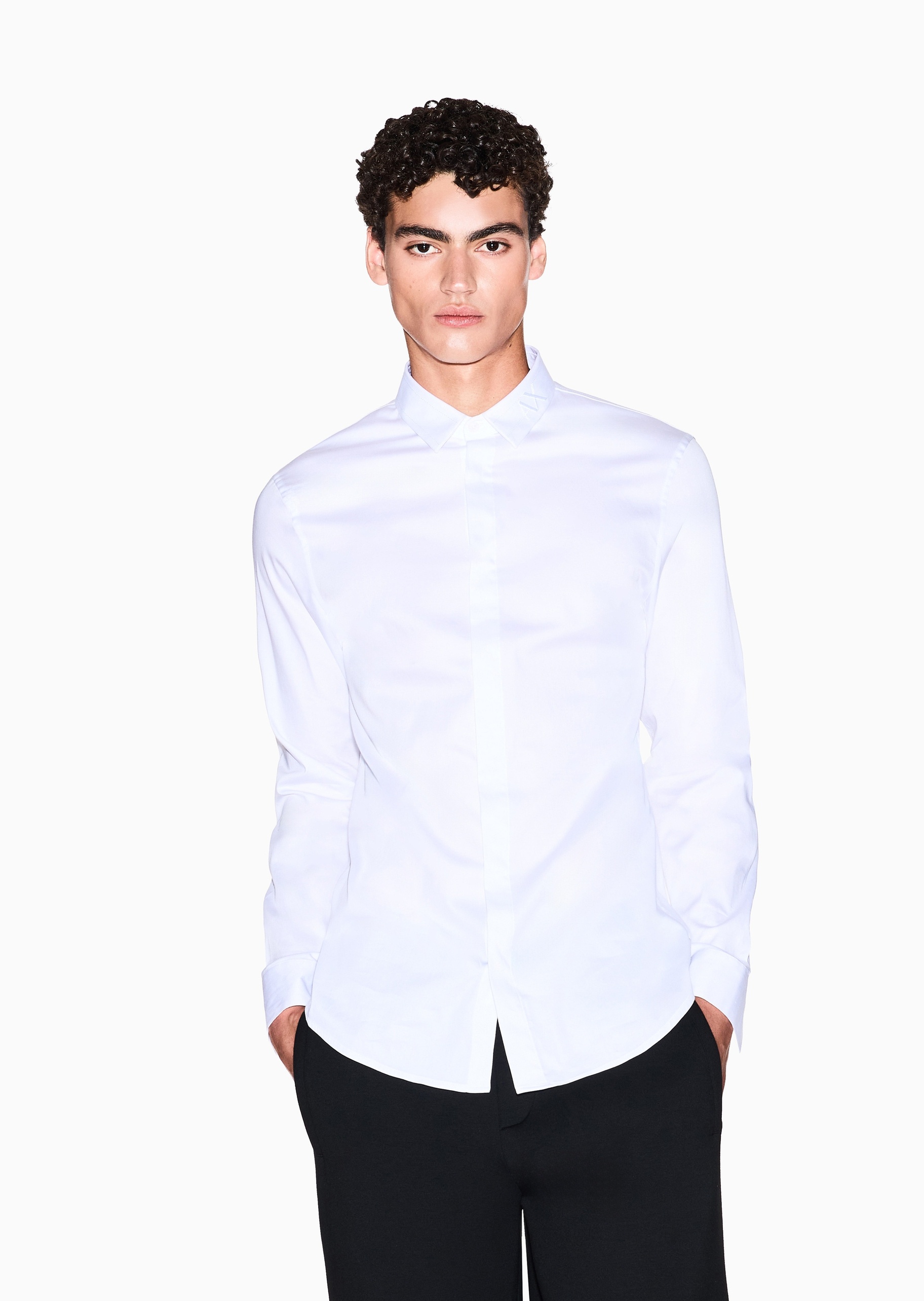 ARMANI EXCHANGE 男士纯棉长袖人夫感商务西装衬衫上衣
