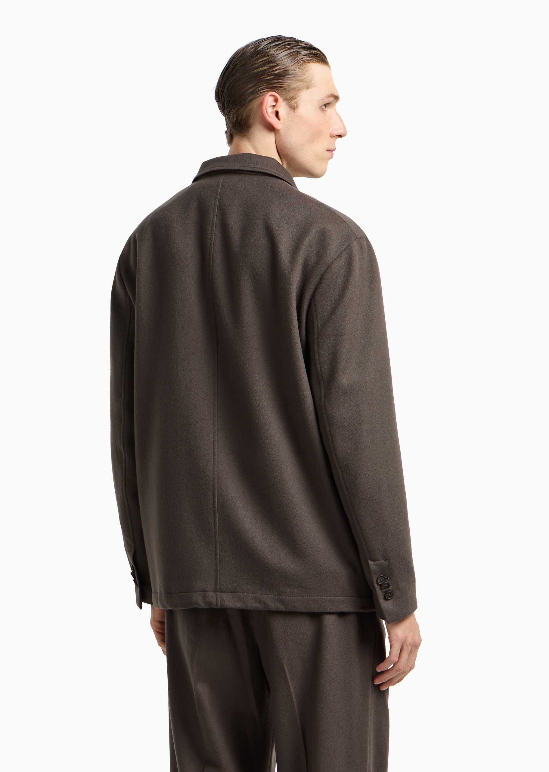 Emporio Armani 男士绵羊毛长袖平驳领单排扣西装外套