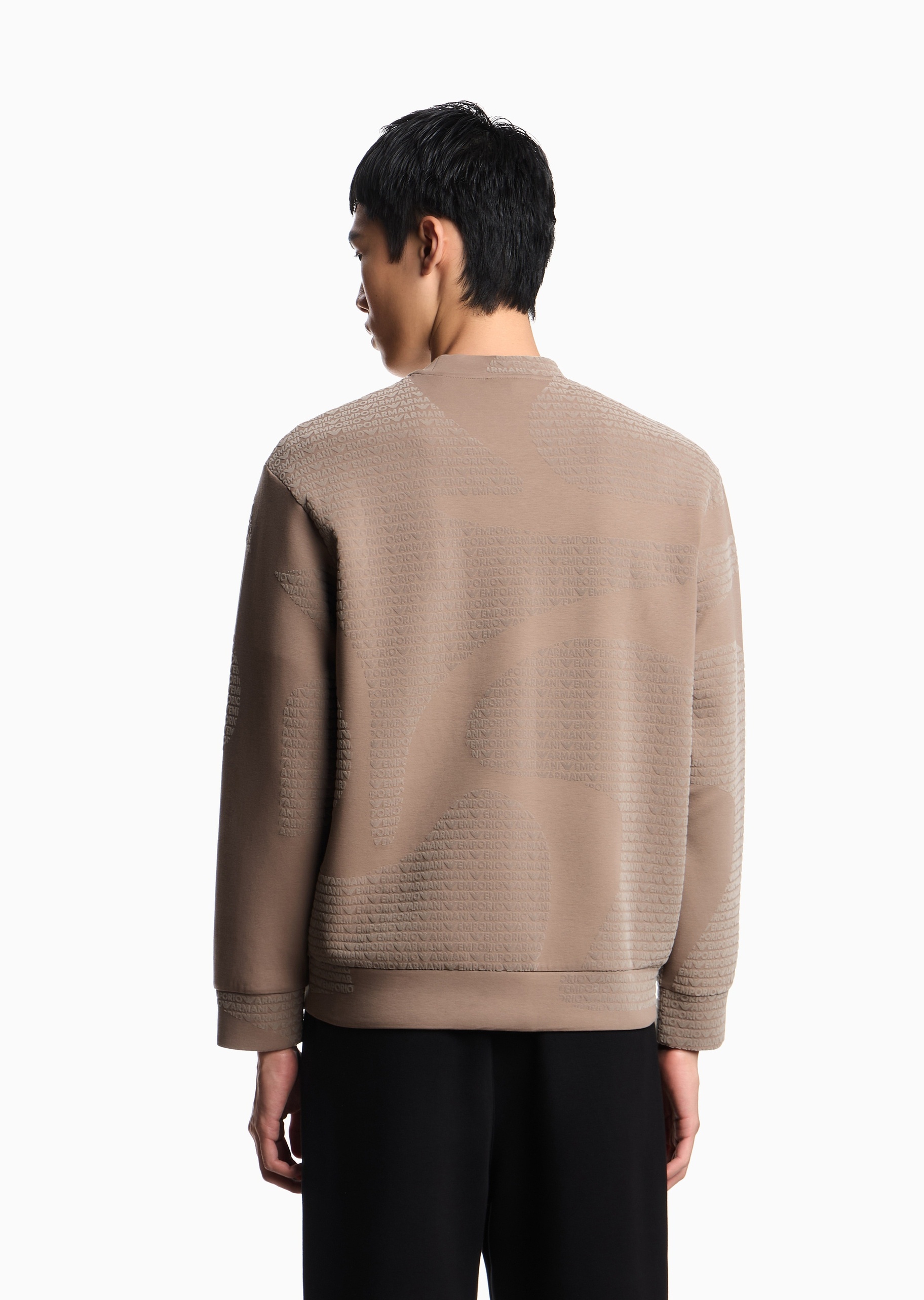 Emporio Armani 男士宽松套头圆领植绒印花运动休闲卫衣