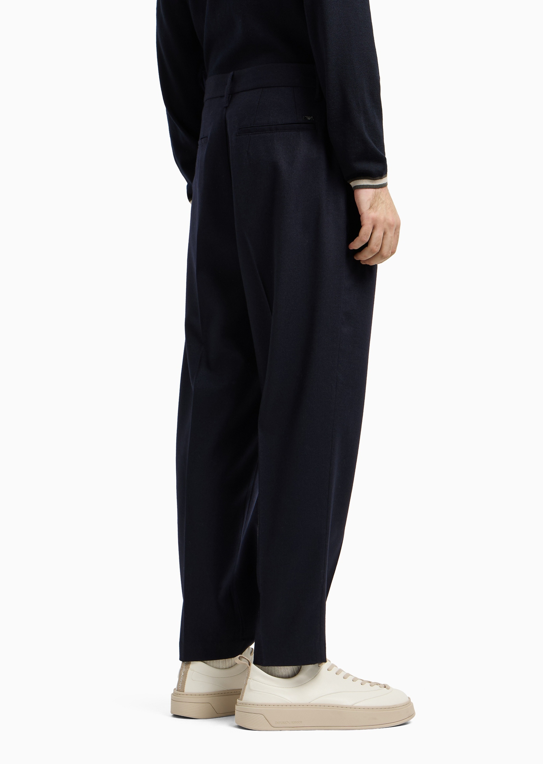 Emporio Armani 男士宽松商务休闲老钱风羊毛西装裤