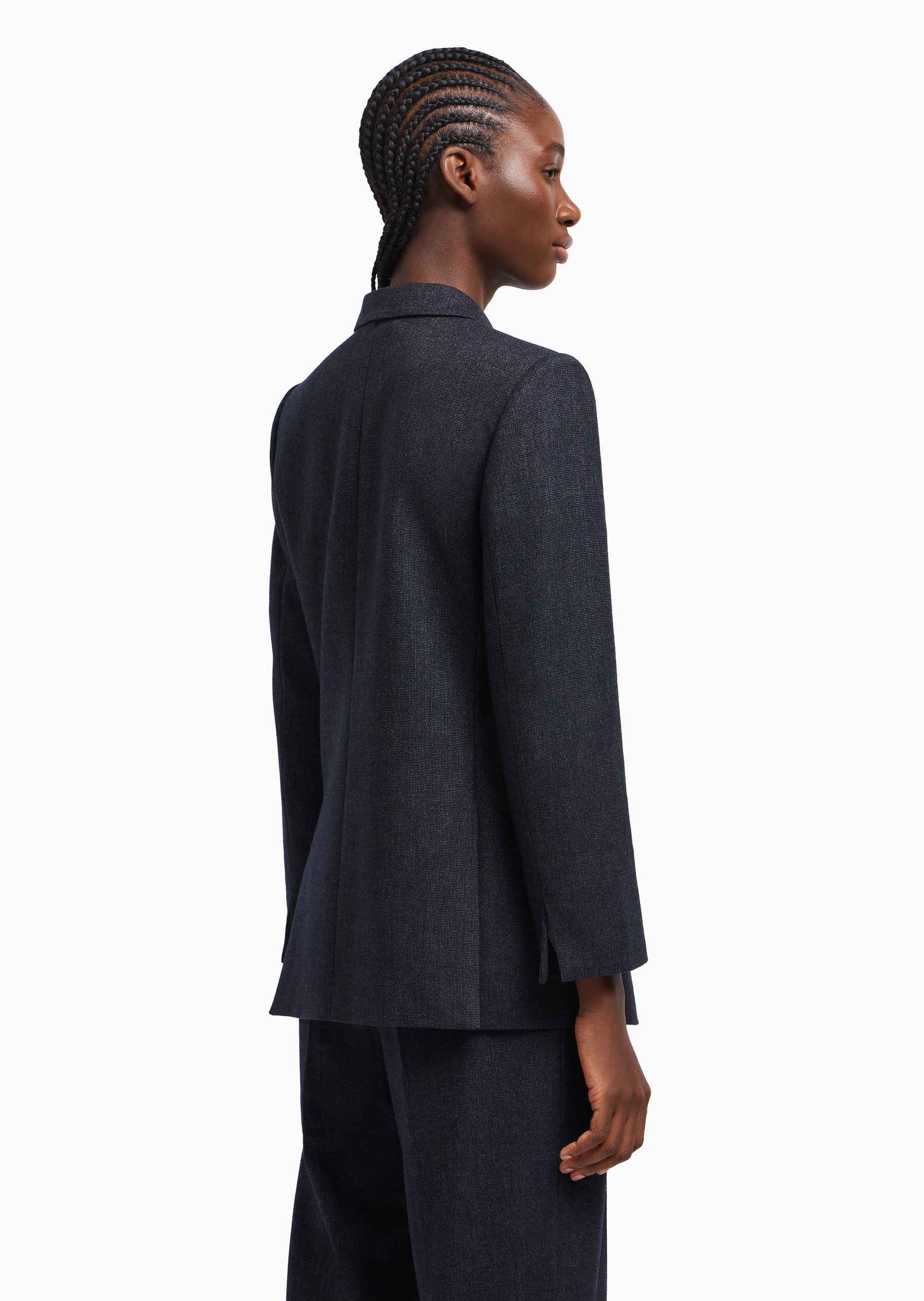 Emporio Armani 女士长袖戗驳领双排纽扣西装外套