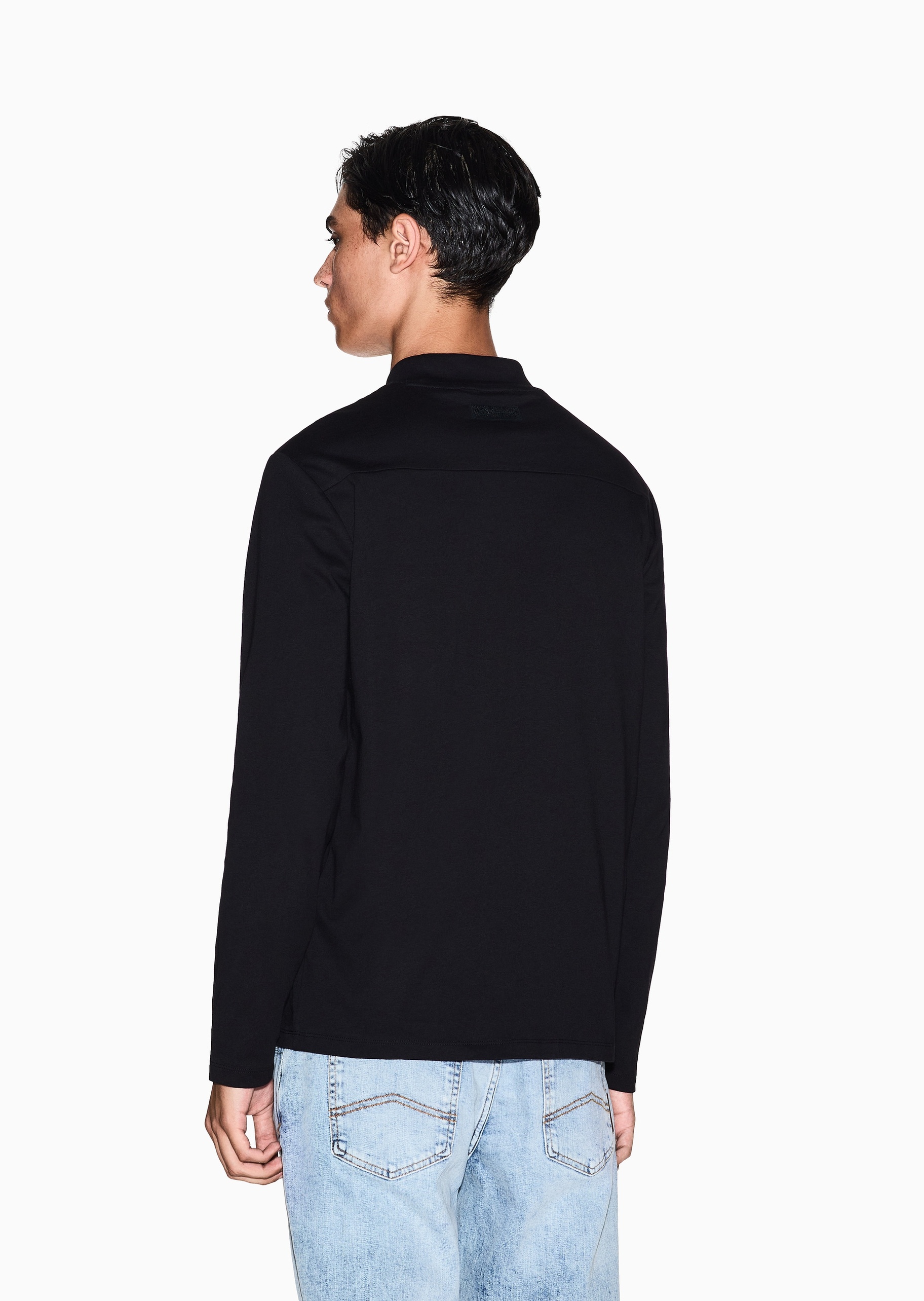 ARMANI EXCHANGE 男士纯棉长袖半高领简约纯色针织衫