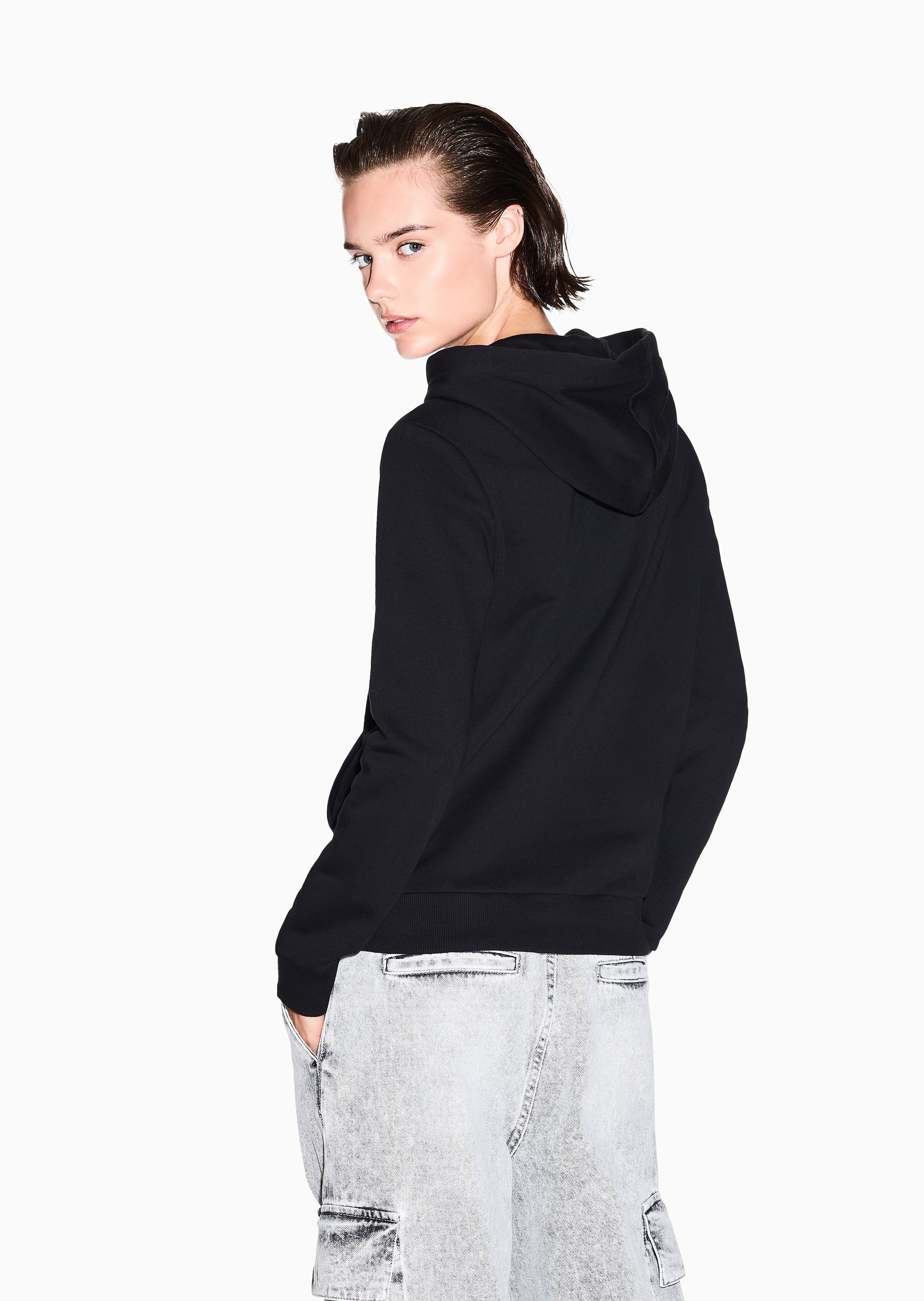 ARMANI EXCHANGE 女士重磅连帽套头合身水钻运动风卫衣