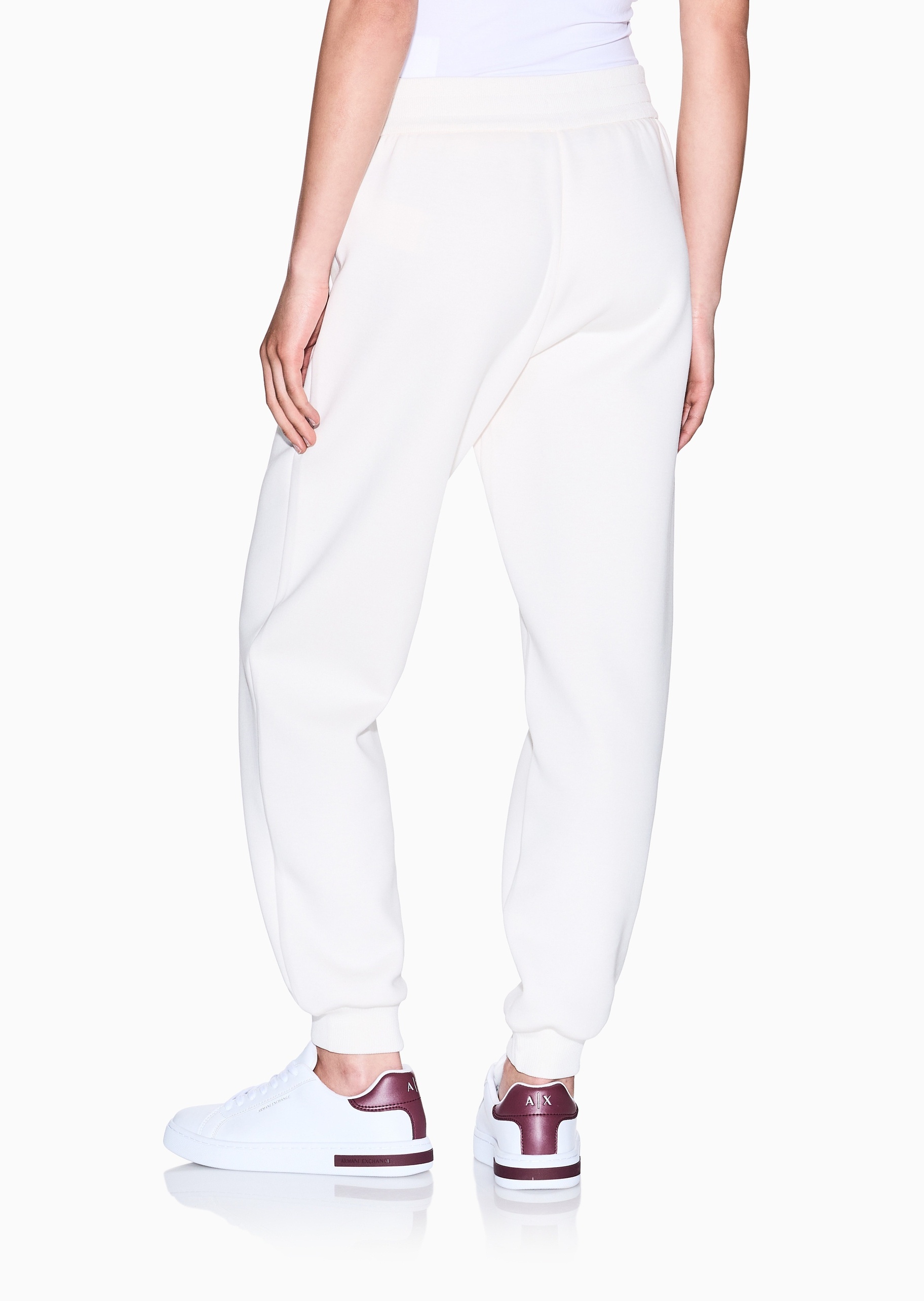 ARMANI EXCHANGE 女士棉质宽松长款锥形束脚标识贴片卫裤