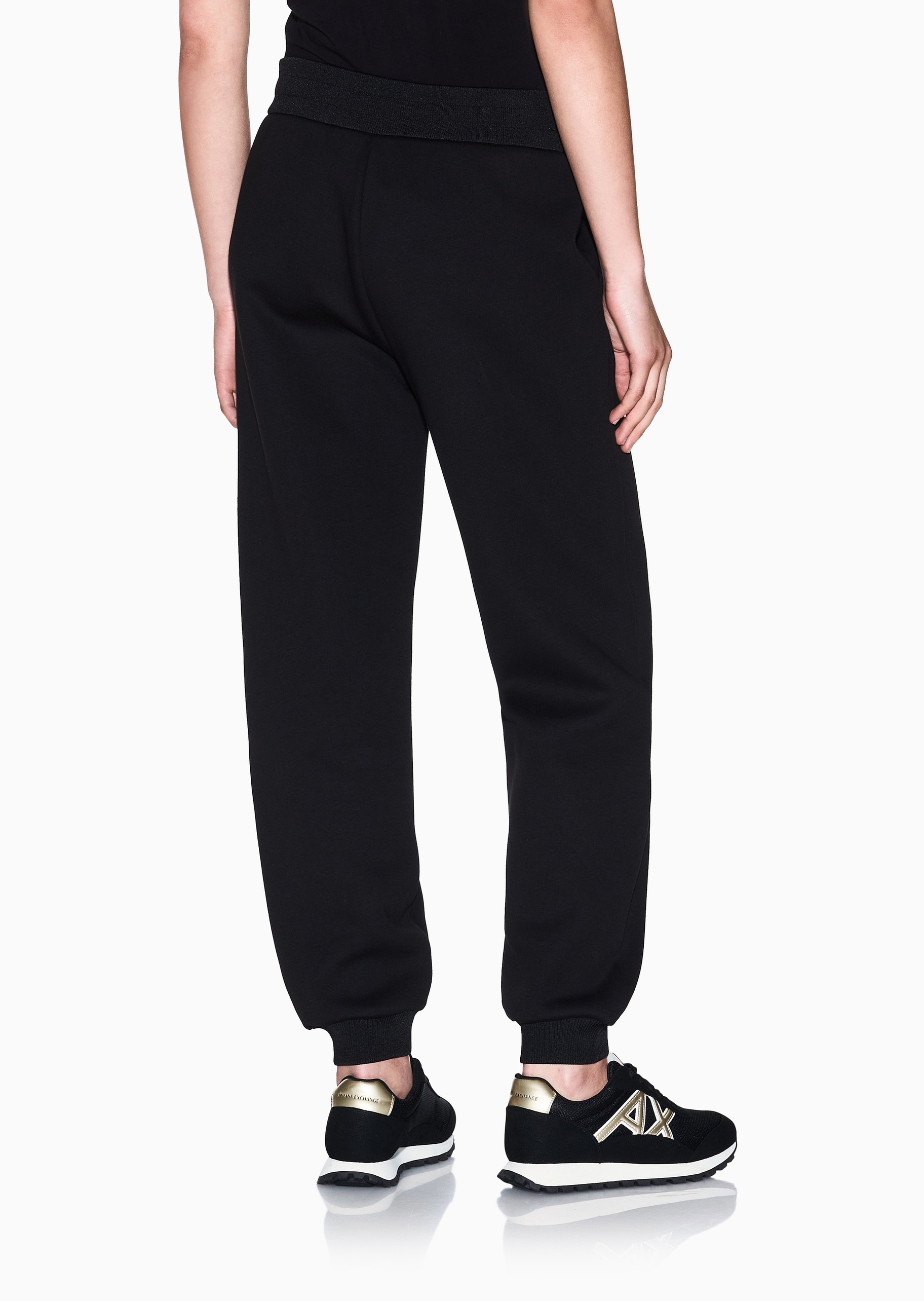ARMANI EXCHANGE 女士棉质宽松长款锥形束脚标识贴片卫裤