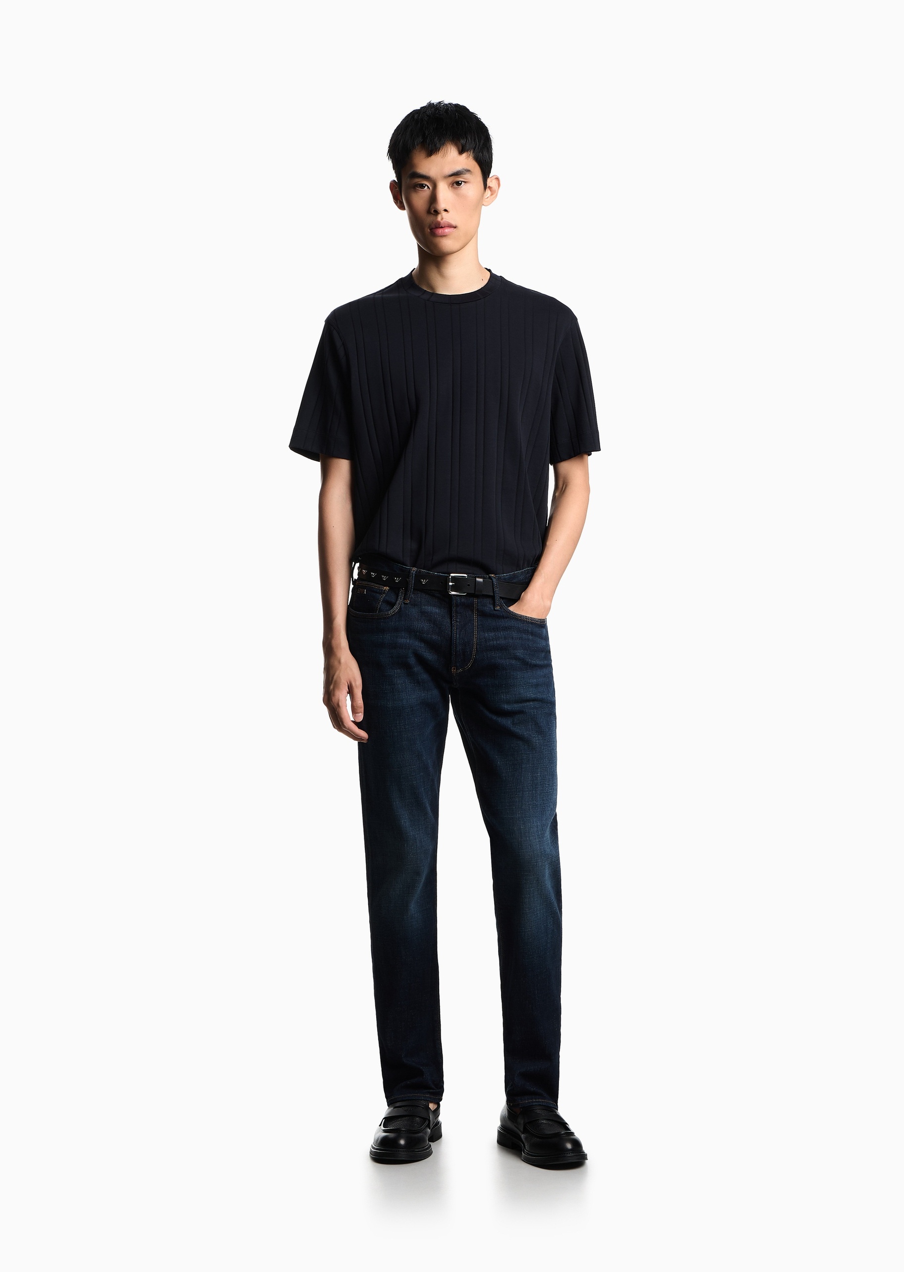 Emporio Armani 男士低腰修身复古水洗纯棉牛仔裤