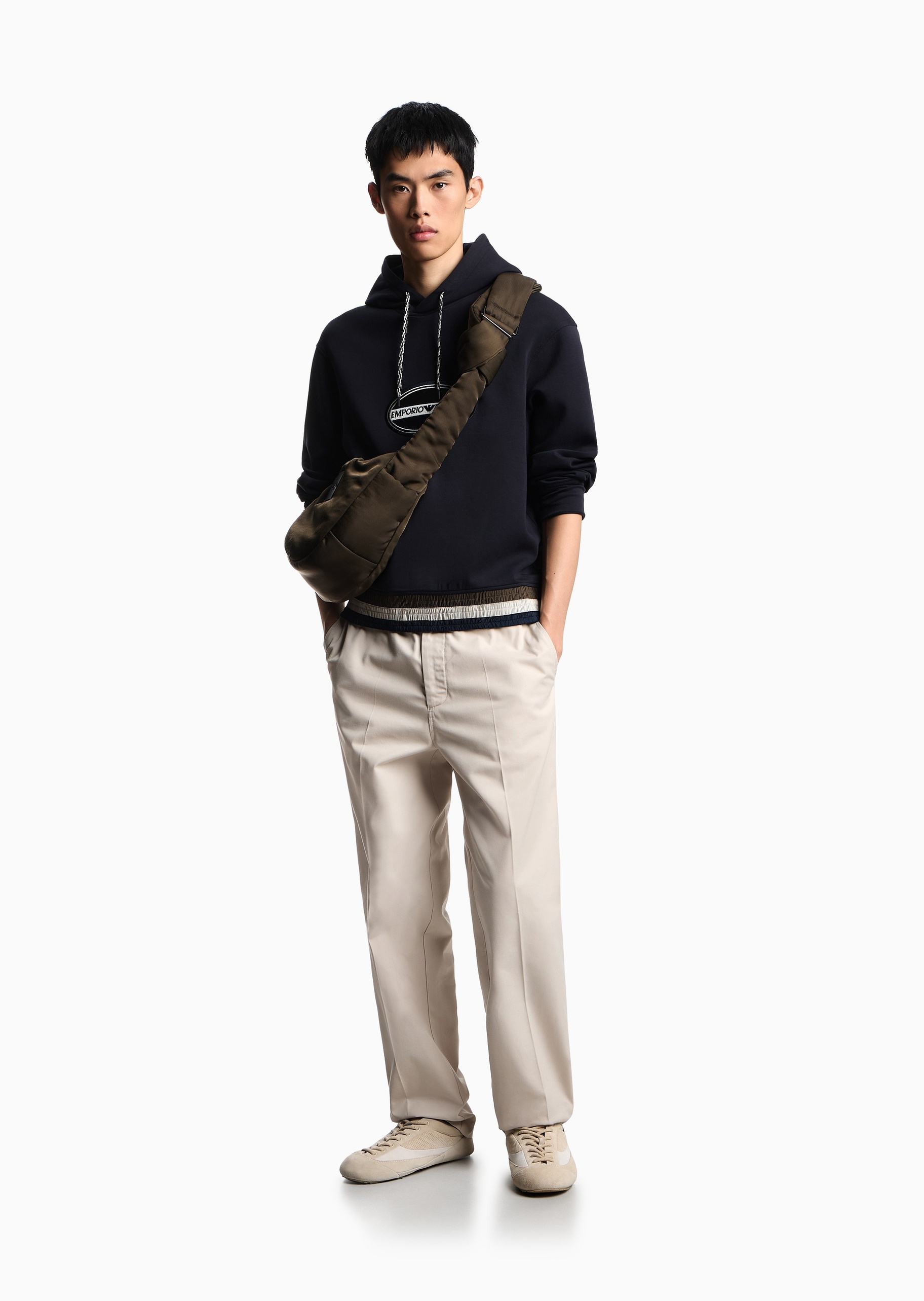 Emporio Armani 男士连帽套头宽松刺绣运动休闲卫衣