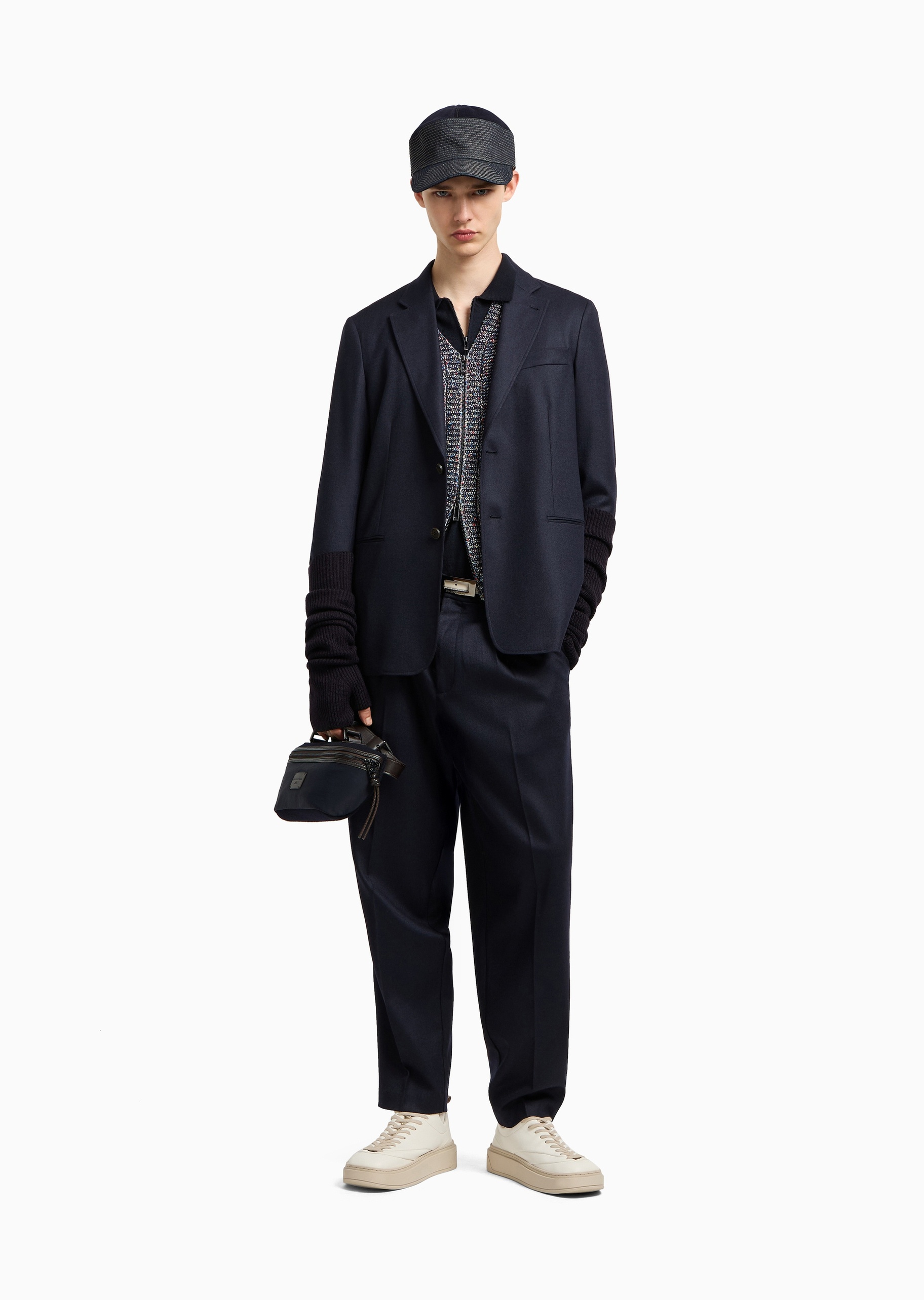 Emporio Armani 男士宽松商务休闲老钱风羊毛西装裤