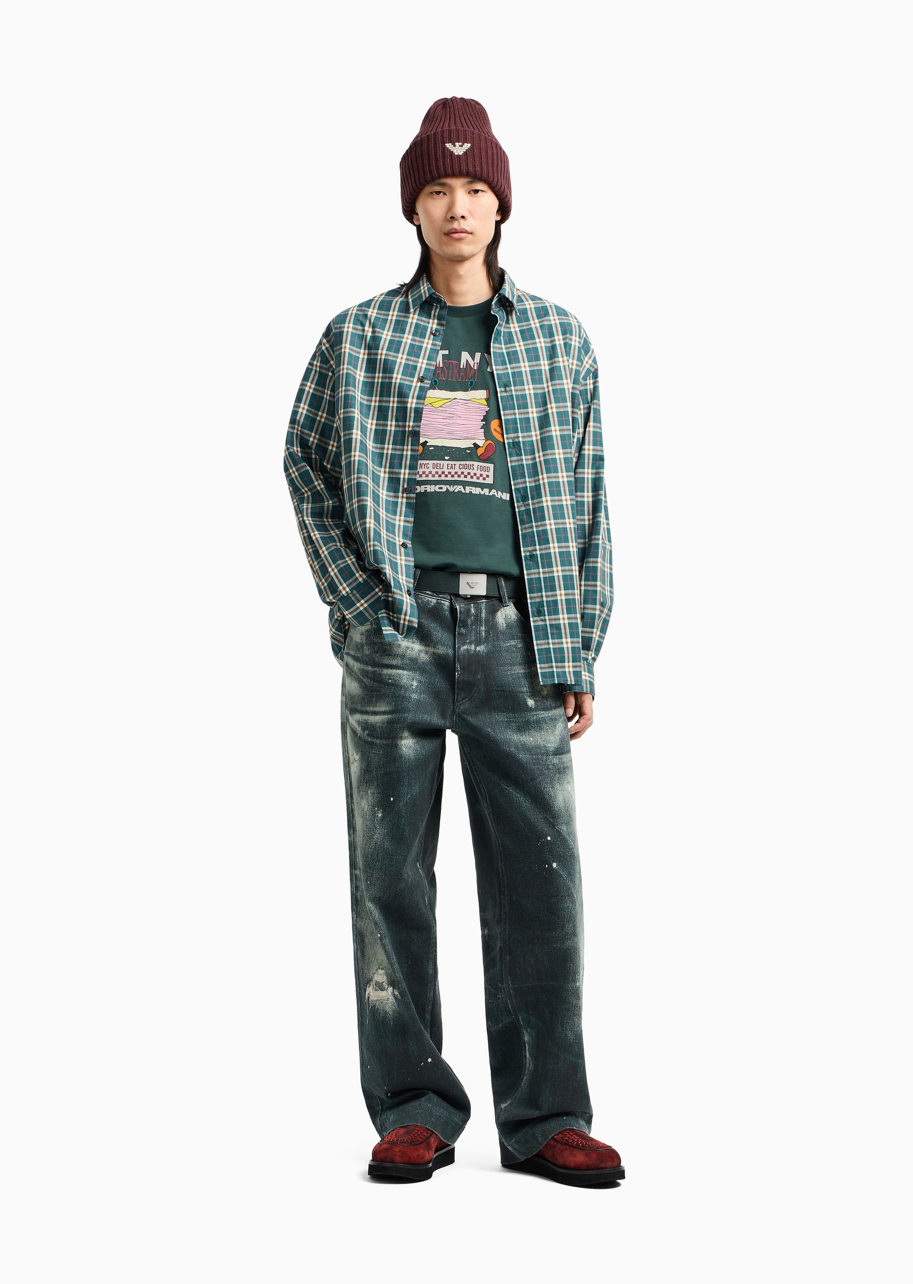 Emporio Armani 男士纯棉合身短袖圆领趣味印花T恤