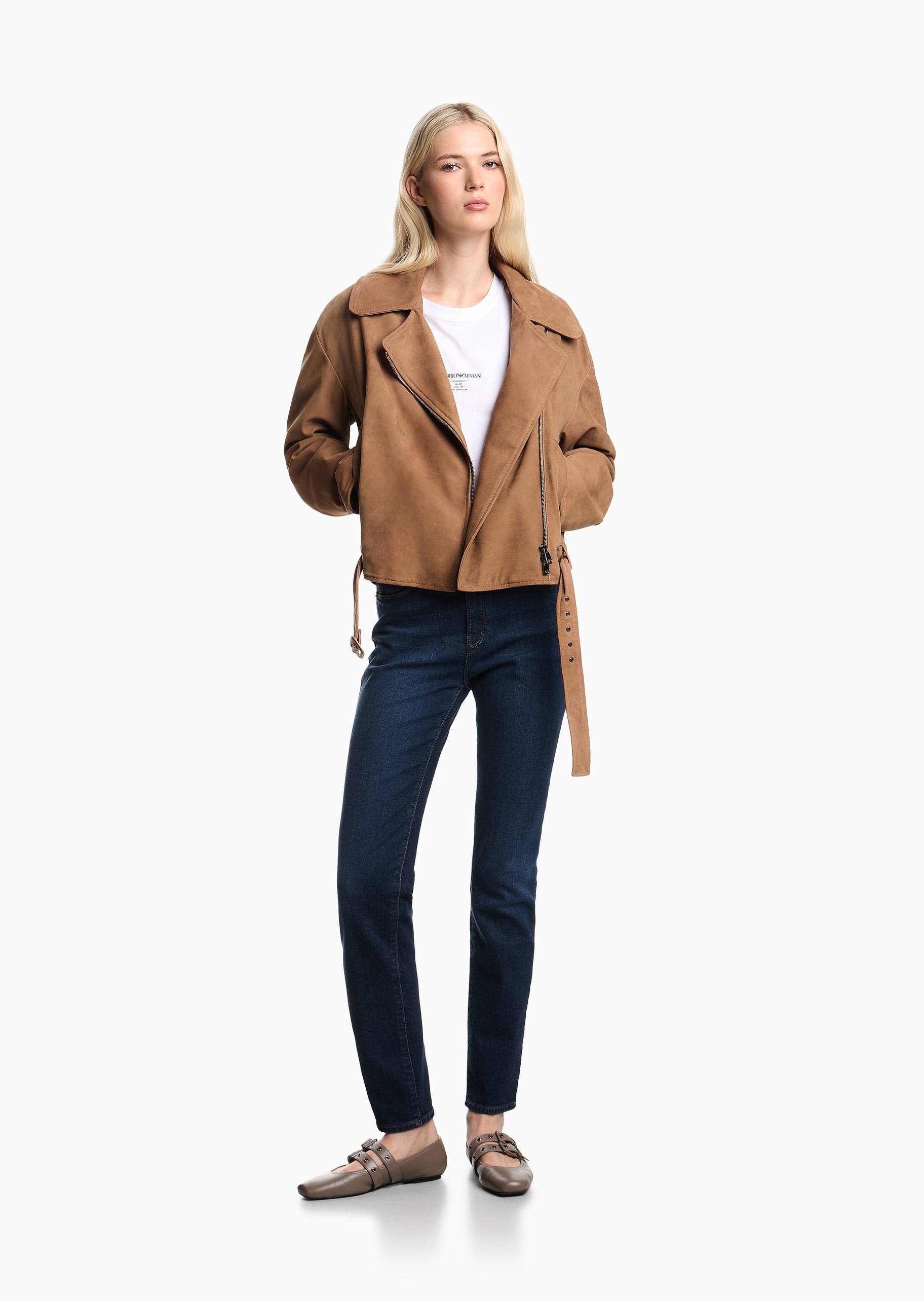 Emporio Armani 女士紧身复古度假休闲纯棉微弹牛仔裤