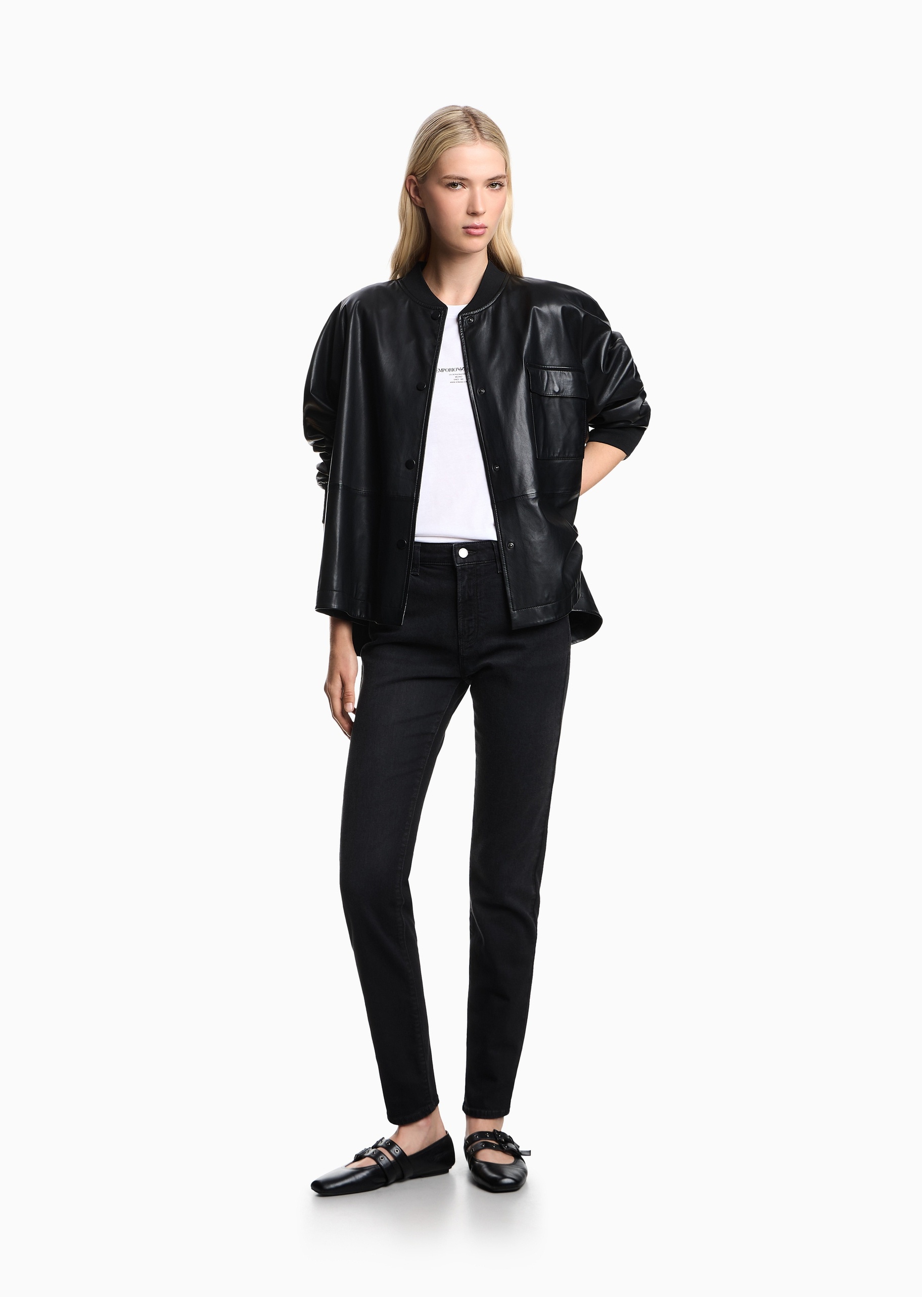 Emporio Armani 女士紧身复古度假休闲纯棉微弹牛仔裤
