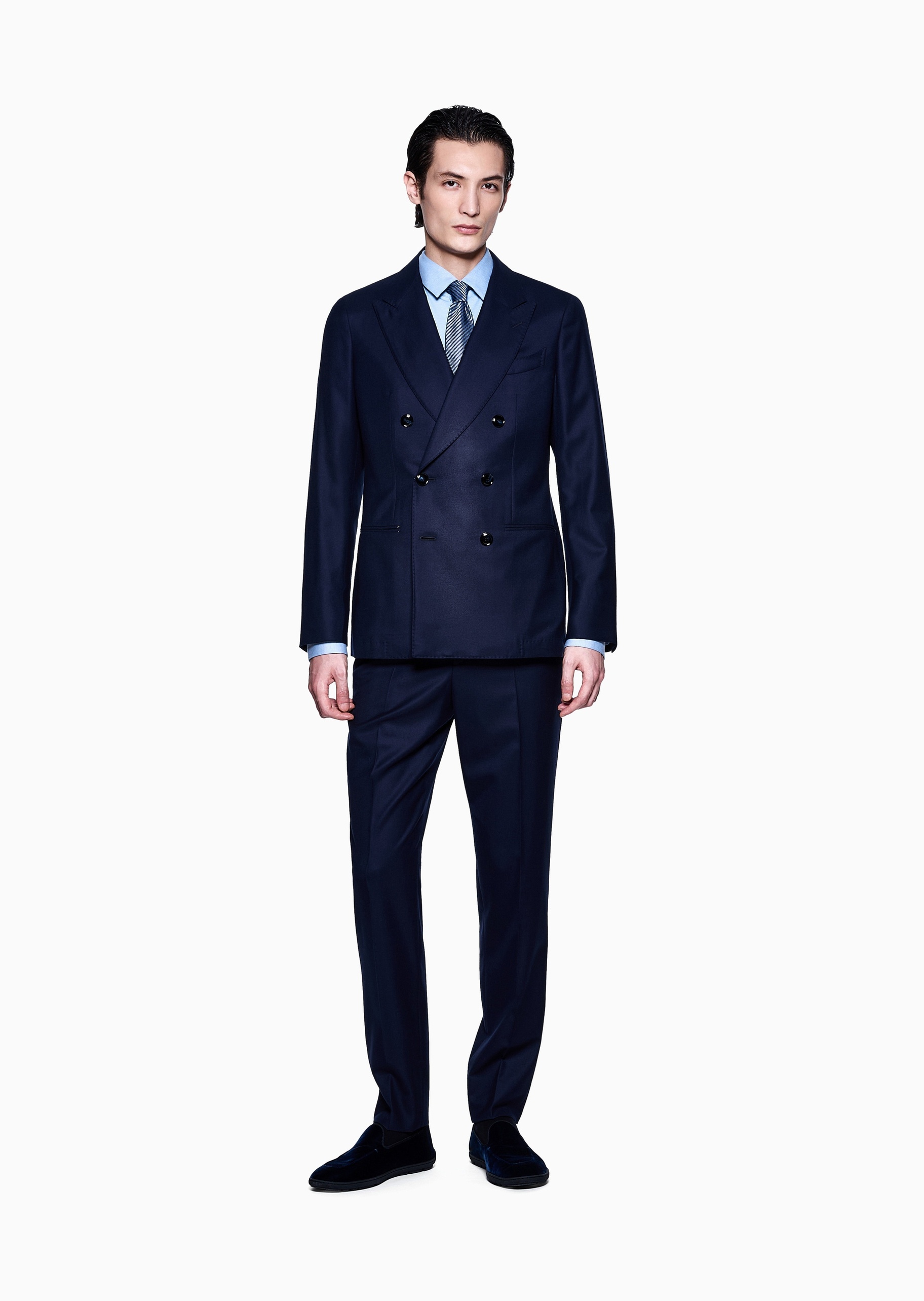 Giorgio Armani 男士棉质弹力长袖翻领纽扣门襟商务衬衫