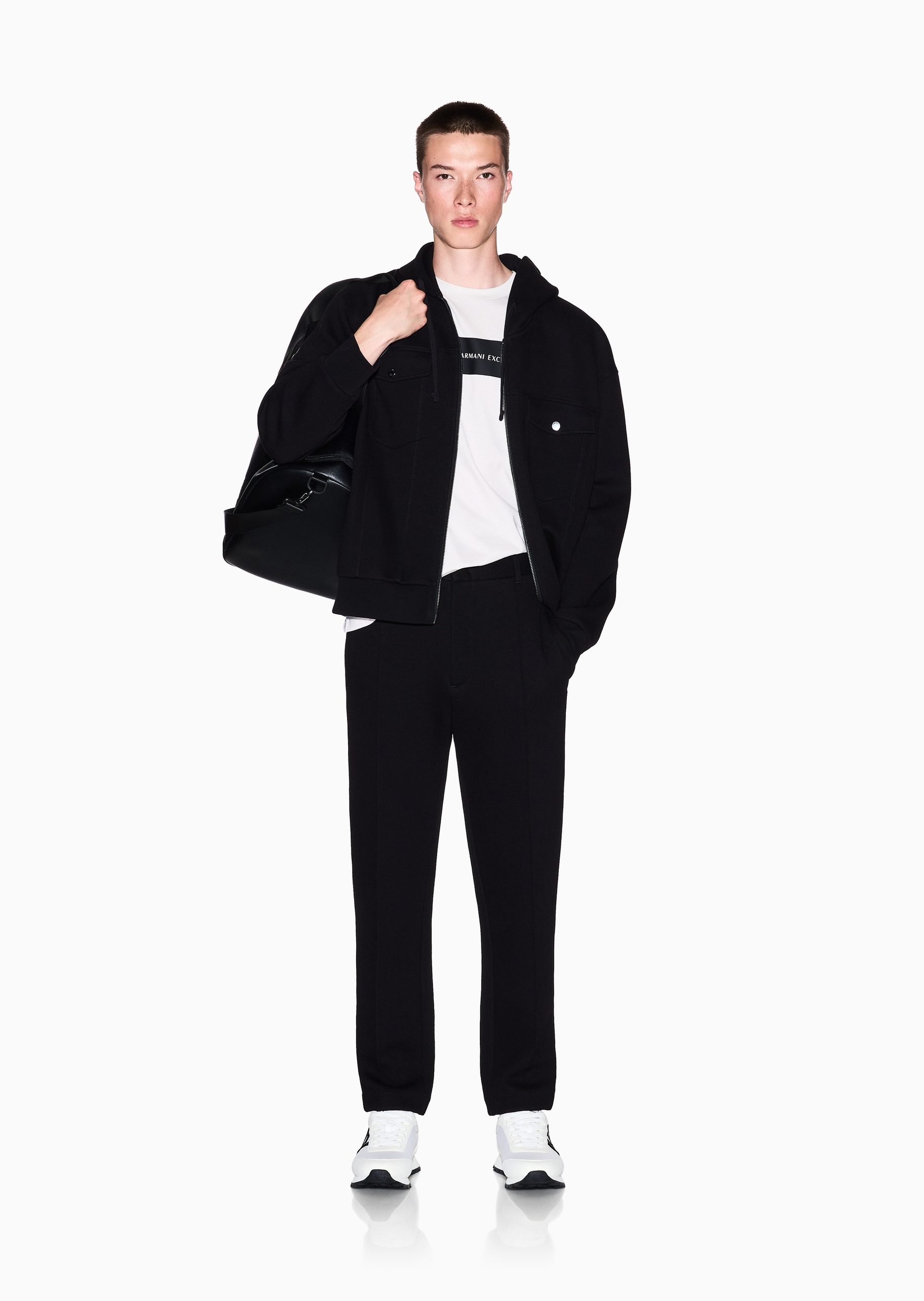 ARMANI EXCHANGE 男士棉质合身微弹长款直筒纯色休闲裤