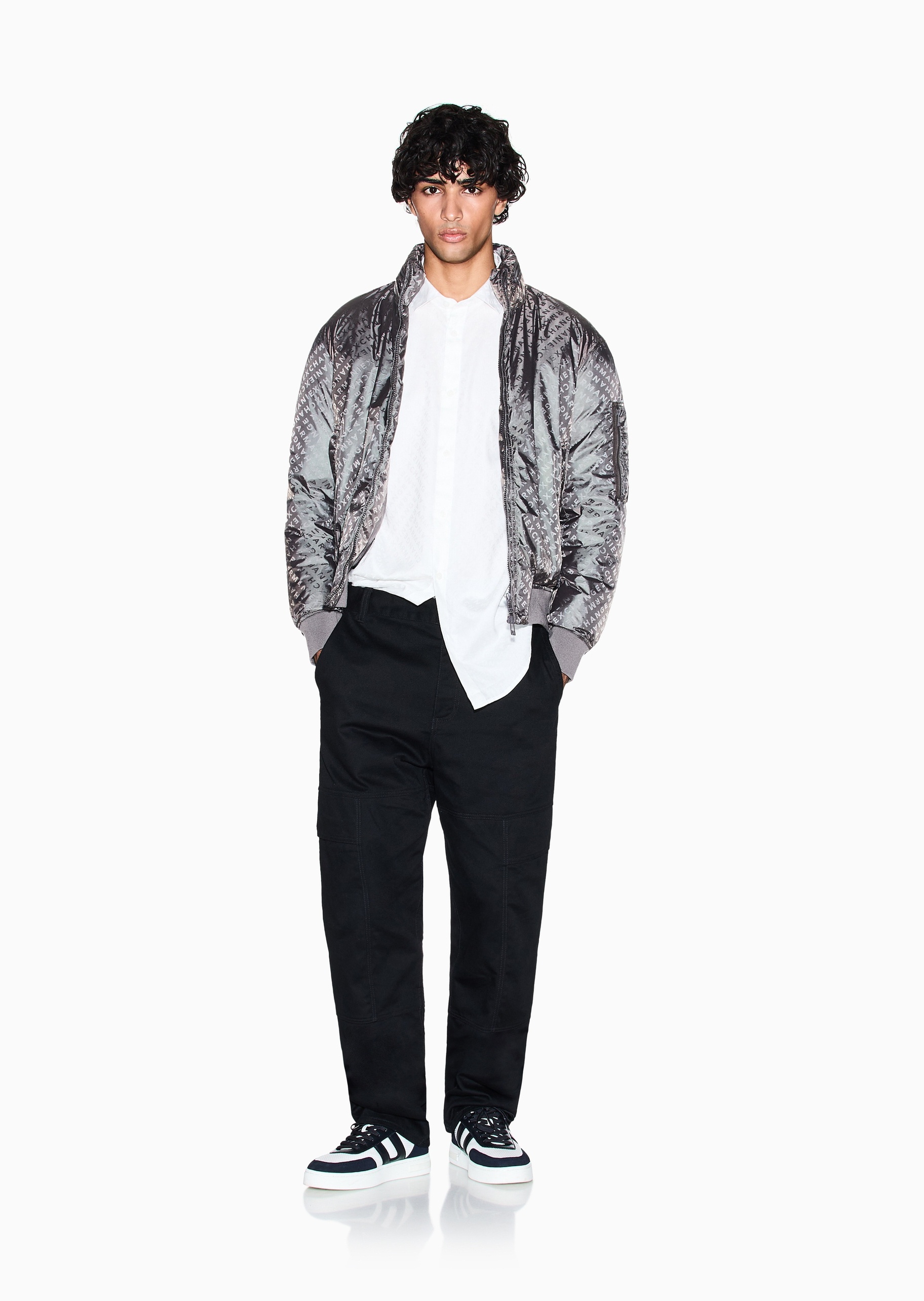 ARMANI EXCHANGE 男士印花人夫感纯棉长袖西装衬衫上衣