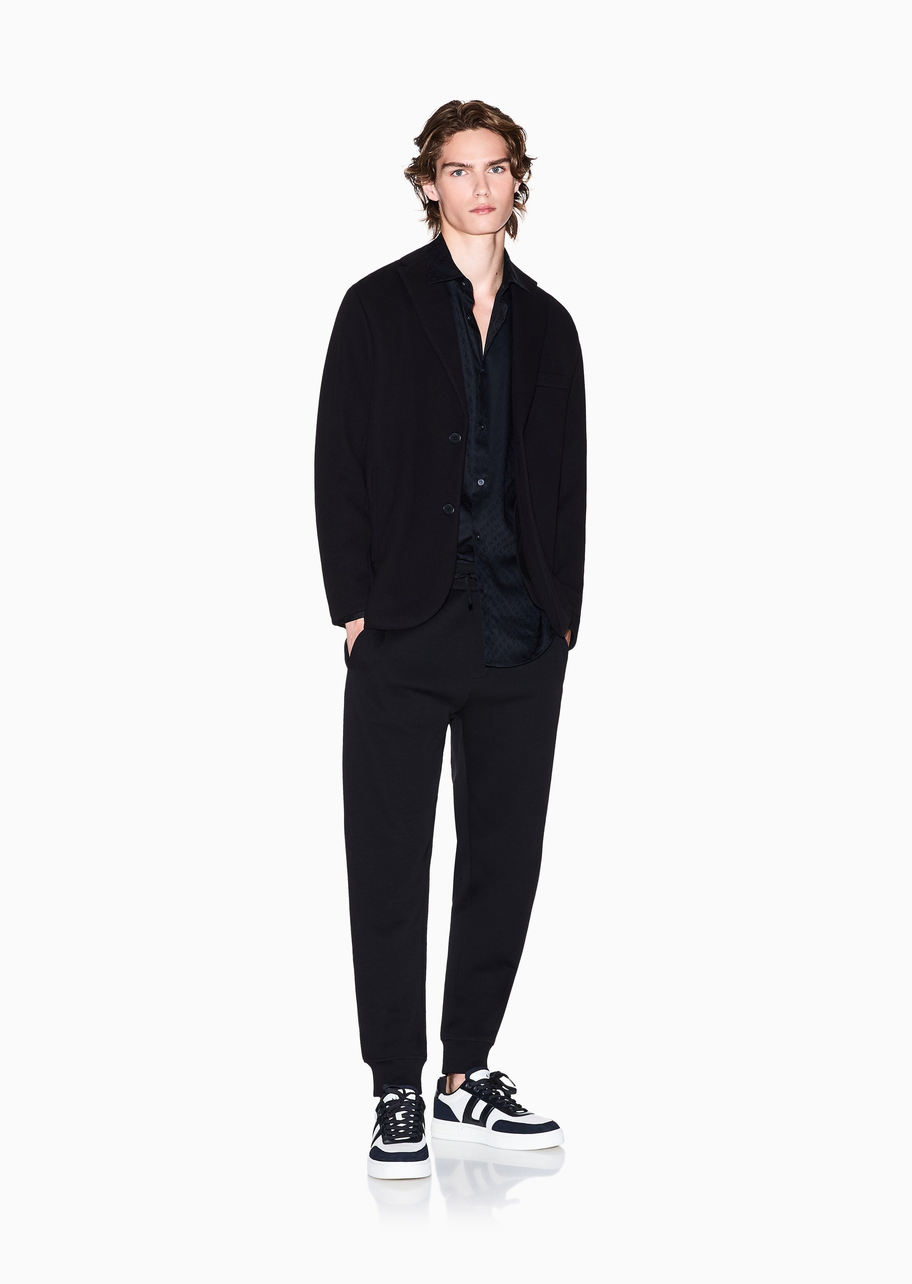 ARMANI EXCHANGE 男士全棉长袖翻领满印LOGO衬衫