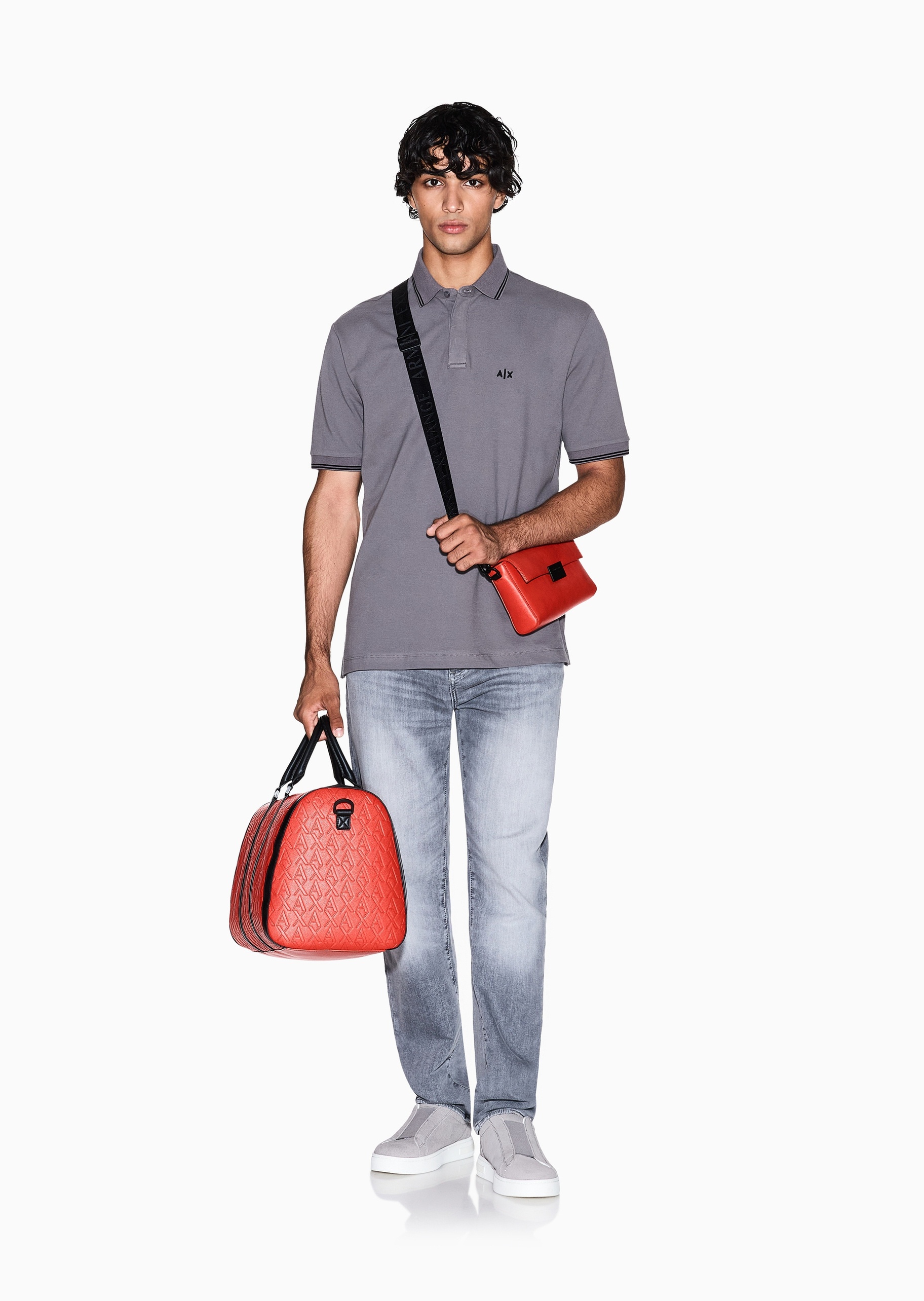 ARMANI EXCHANGE 男士纯棉微弹短袖翻领刺绣徽标Polo衫