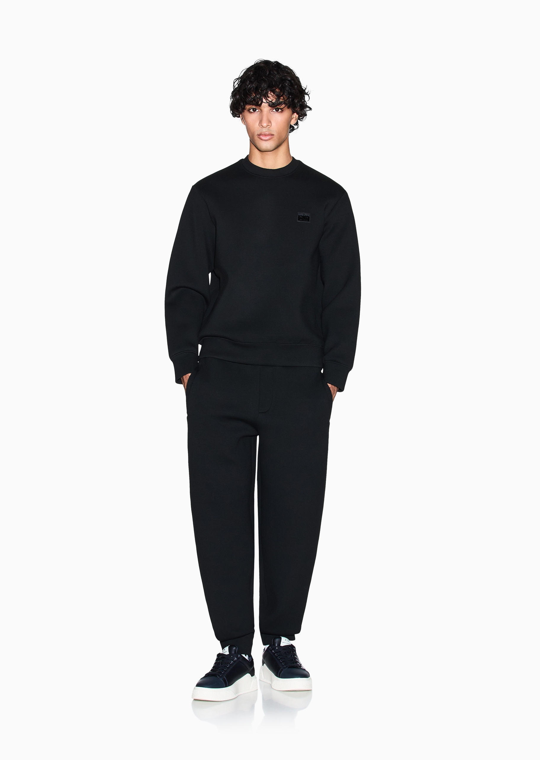 ARMANI EXCHANGE 男士弹力合身长款锥形束脚纯色卫裤