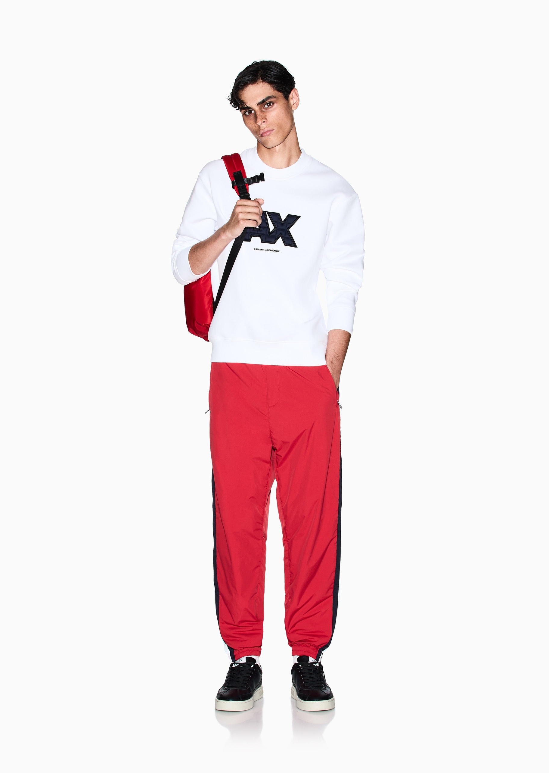 ARMANI EXCHANGE 男士套头宽松重磅情侣运动风圆领卫衣