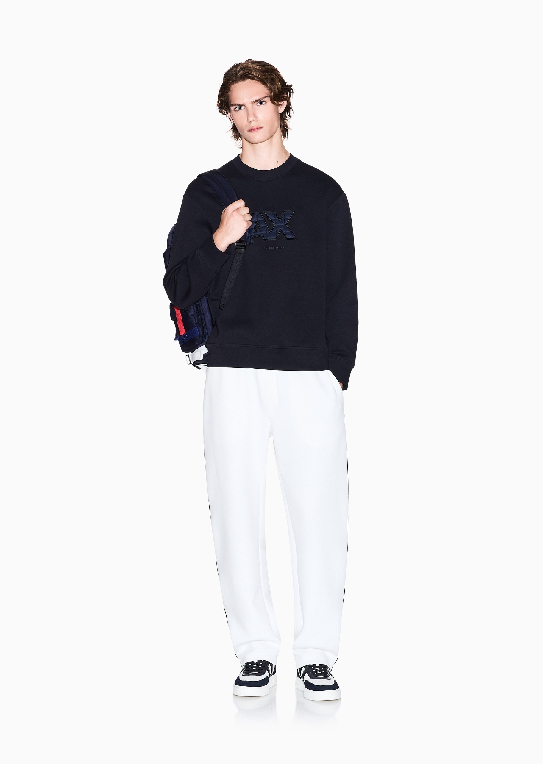 ARMANI EXCHANGE 男士套头宽松重磅情侣运动风圆领卫衣