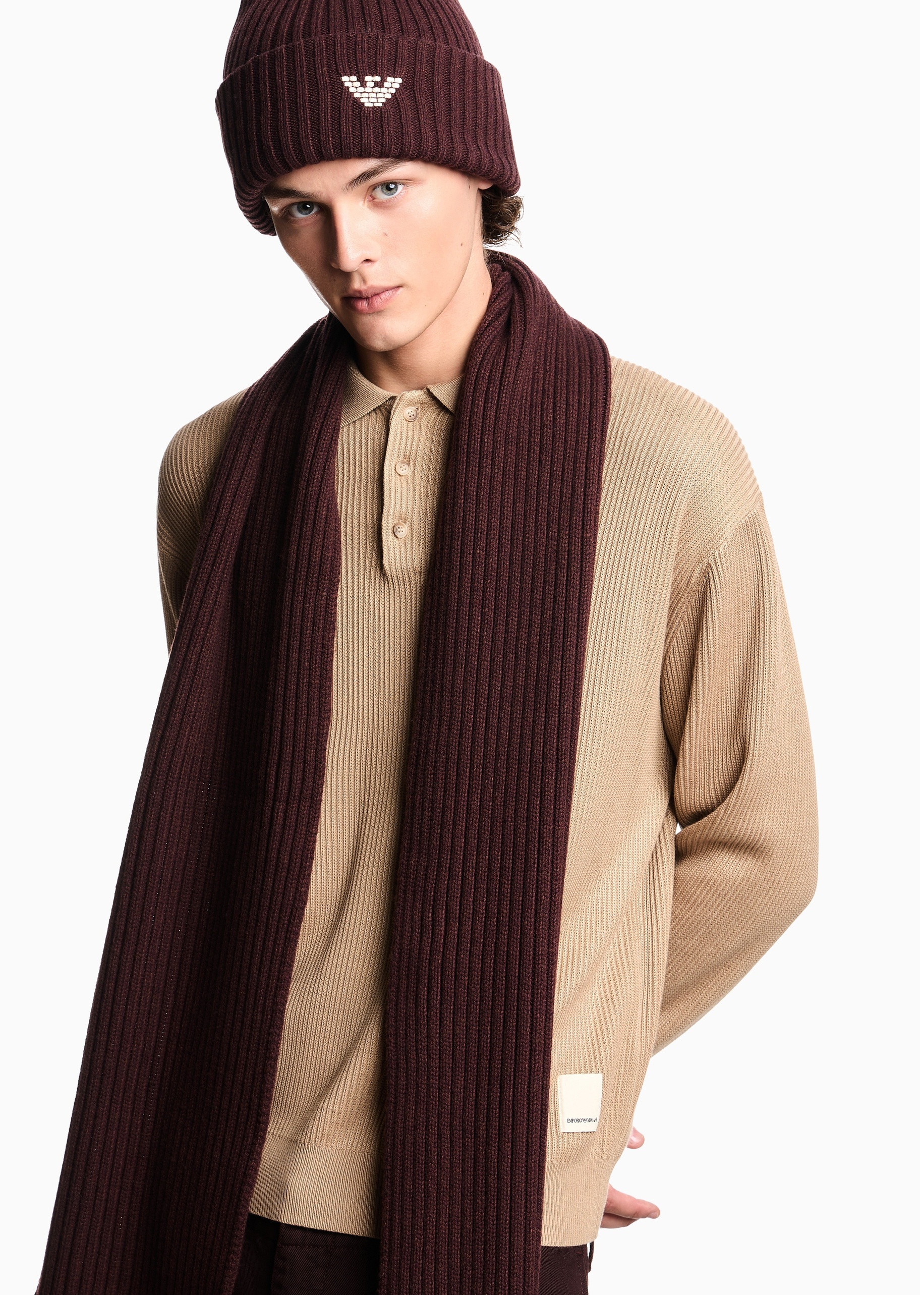 Emporio Armani 男士Polo领坑条纹理老钱风套头针织衫