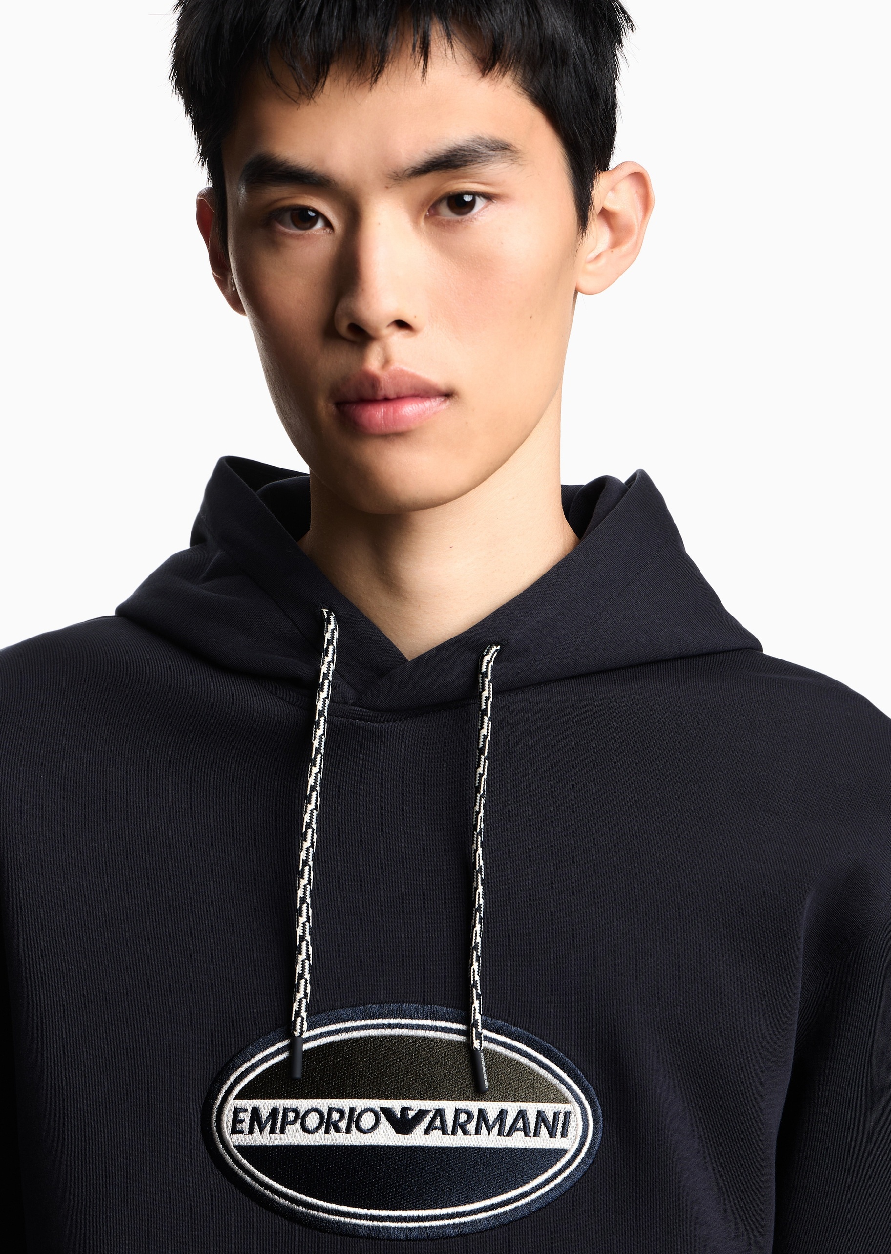 Emporio Armani 男士连帽套头宽松刺绣运动休闲卫衣