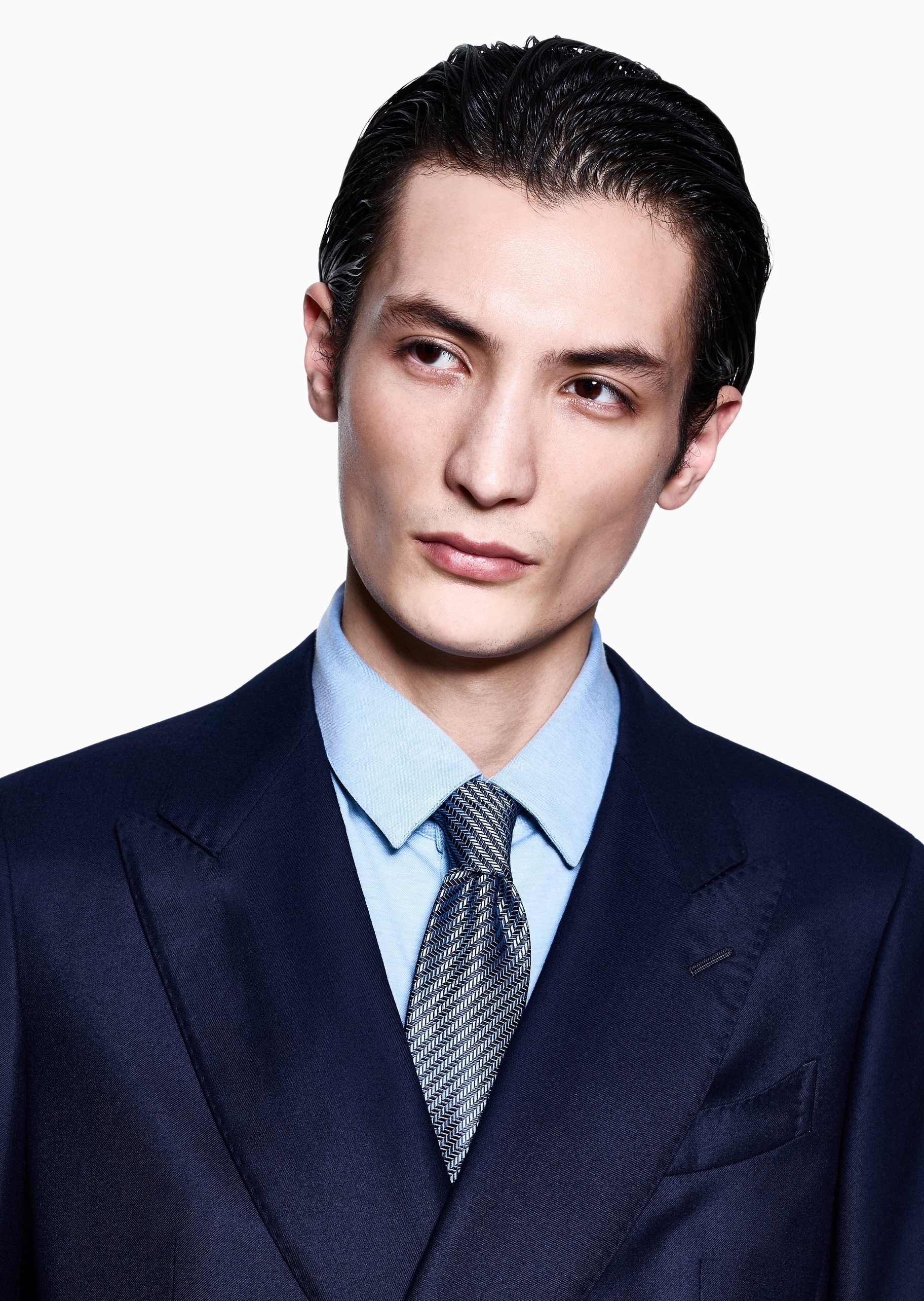 Giorgio Armani 男士棉质弹力长袖翻领纽扣门襟商务衬衫