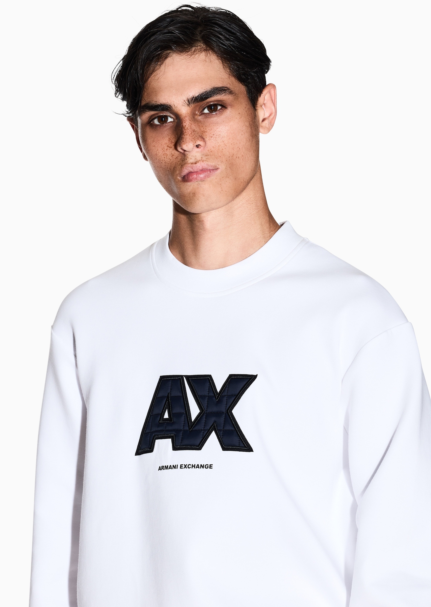 ARMANI EXCHANGE 男士套头宽松重磅情侣运动风圆领卫衣