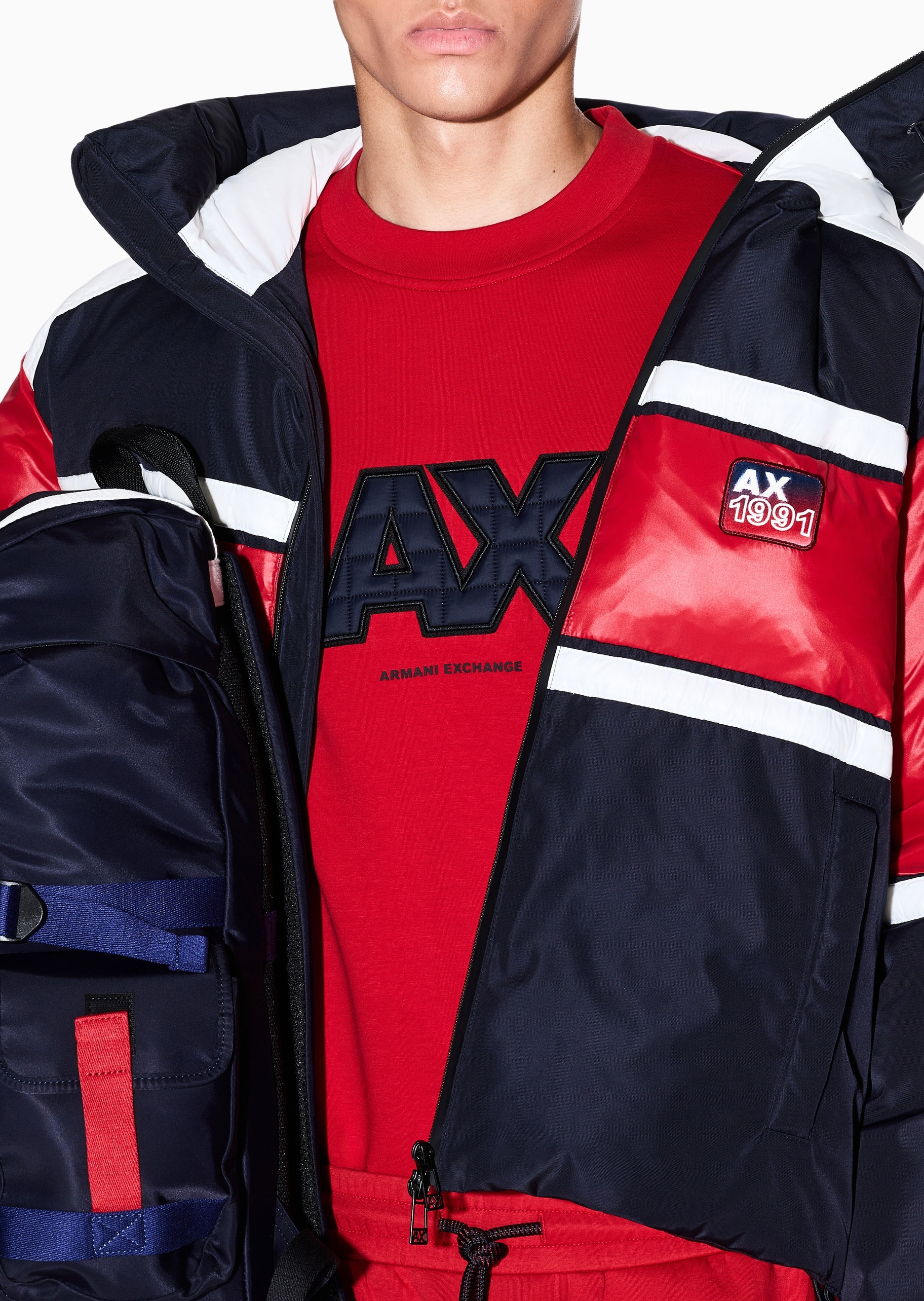 ARMANI EXCHANGE 男士套头宽松重磅情侣运动风圆领卫衣