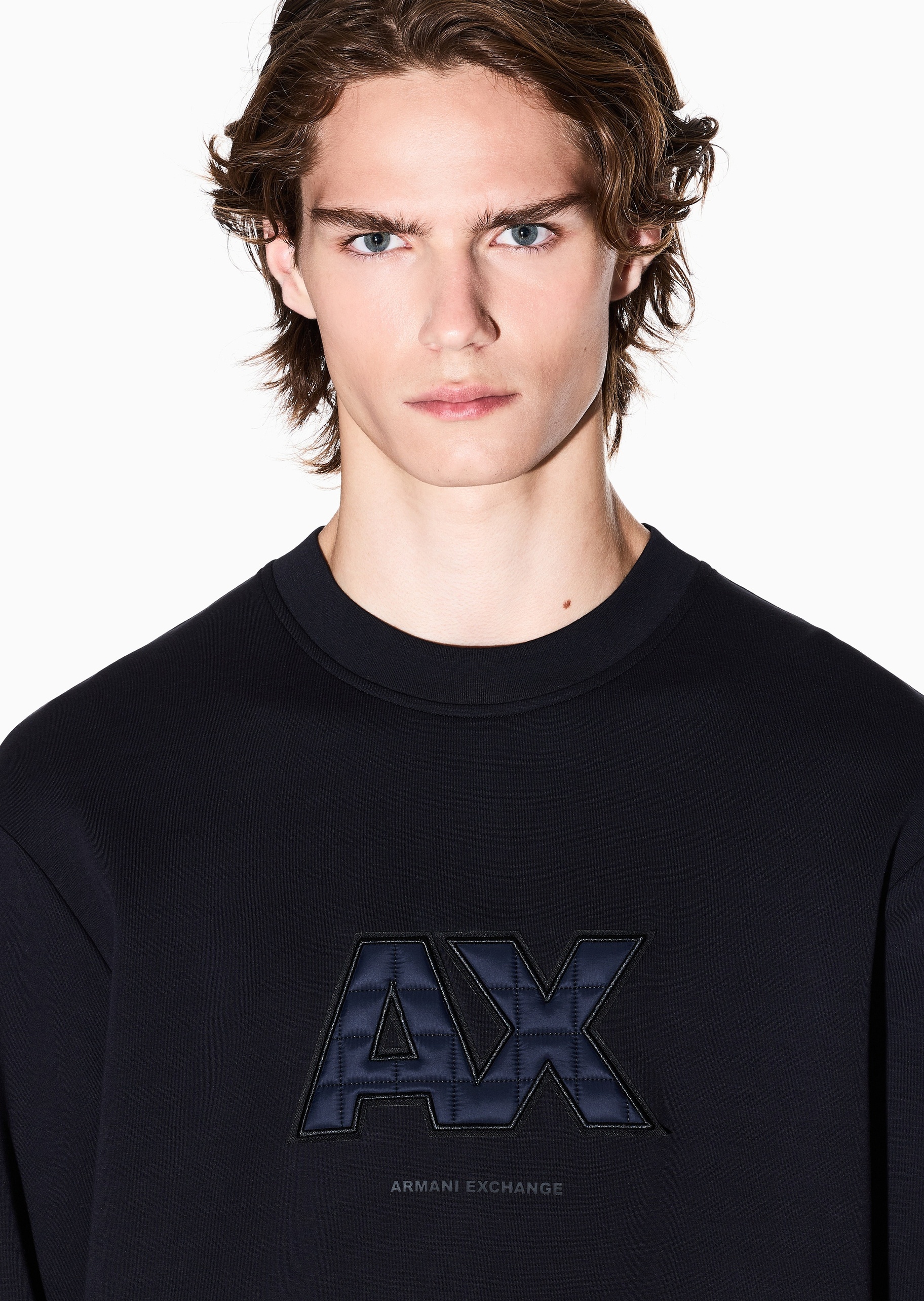 ARMANI EXCHANGE 男士套头宽松重磅情侣运动风圆领卫衣