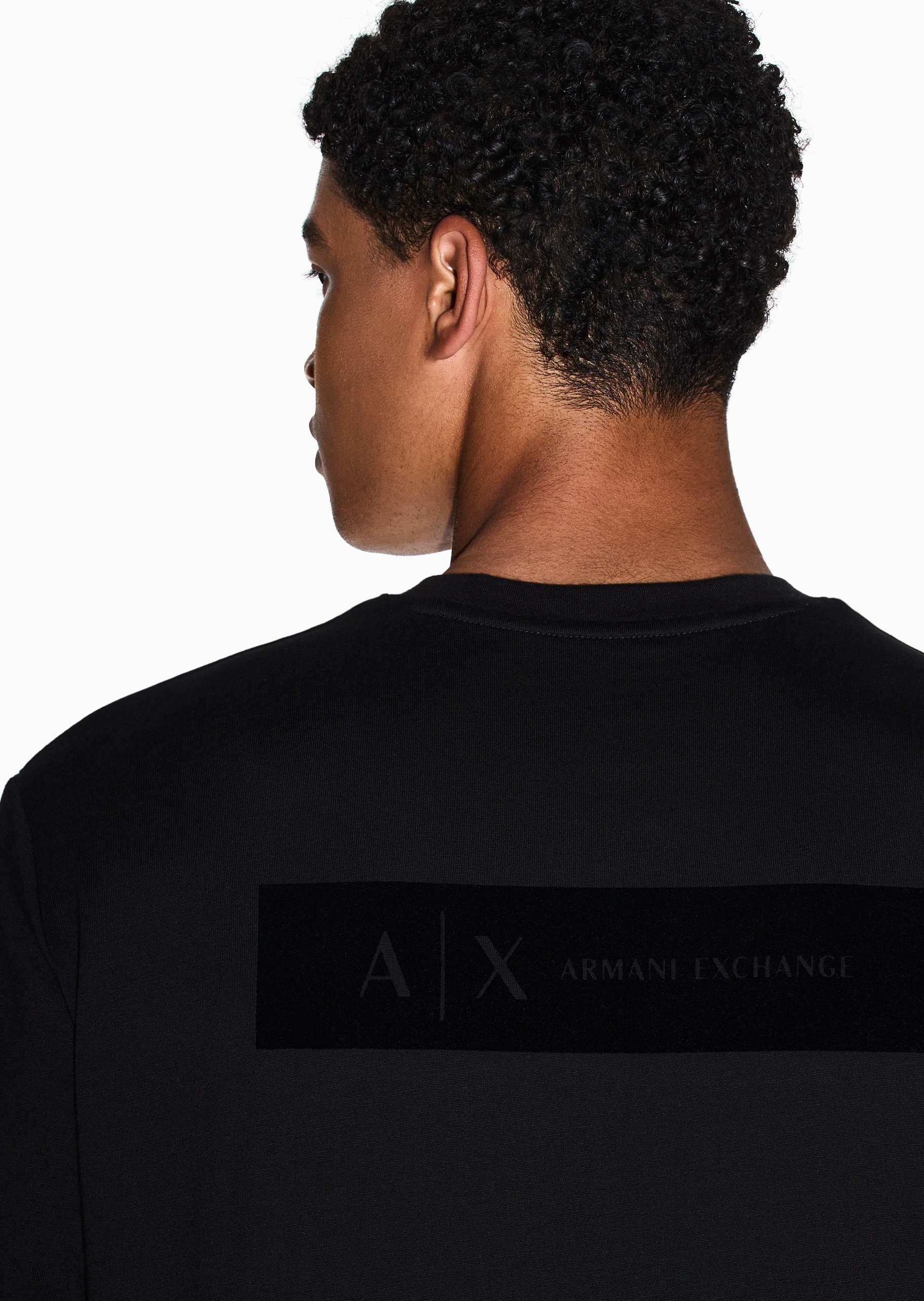 ARMANI EXCHANGE 男士纯棉重磅宽松短袖圆领正肩植绒印花T恤