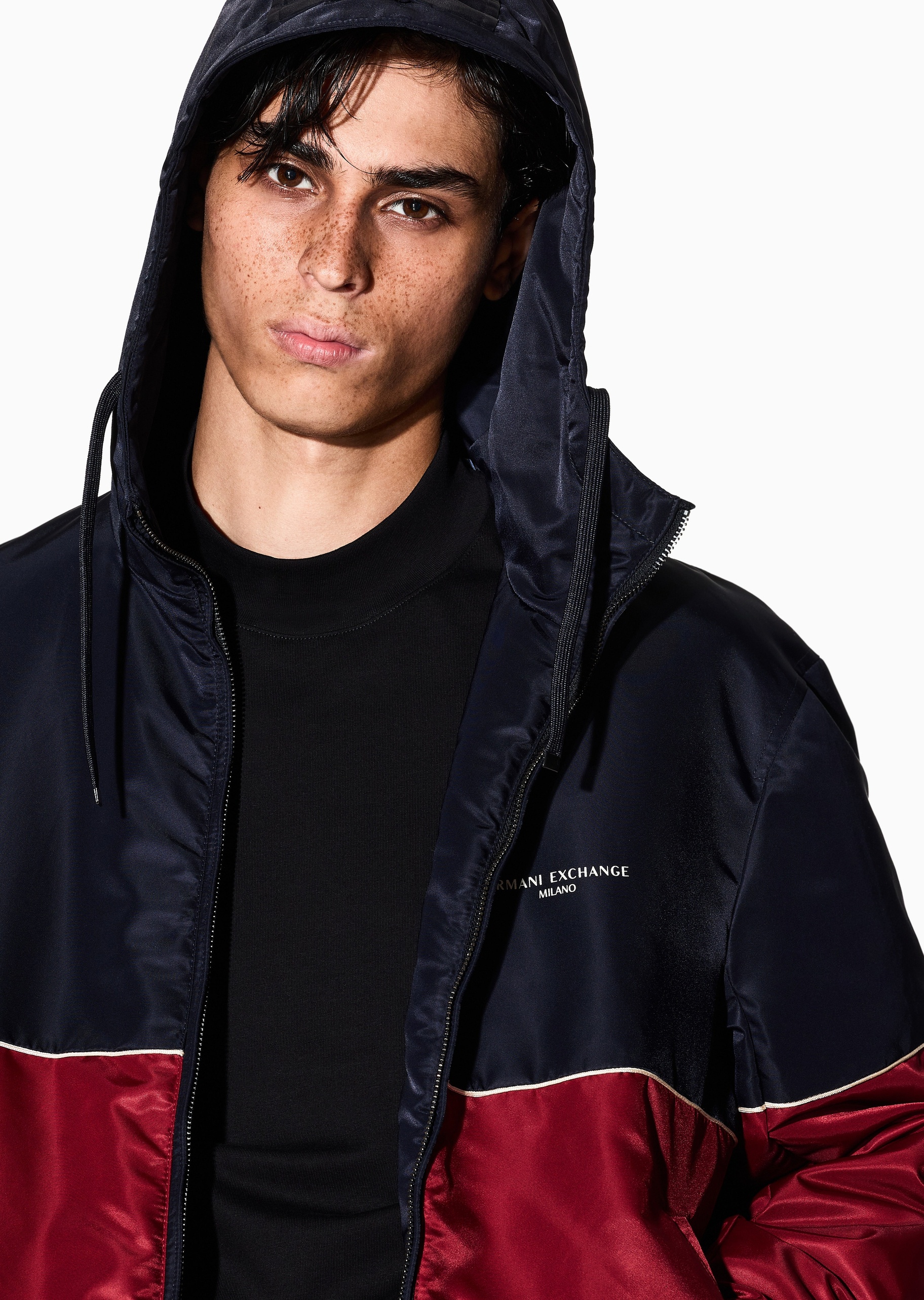 ARMANI EXCHANGE 男士纯棉长袖半高领简约纯色针织衫