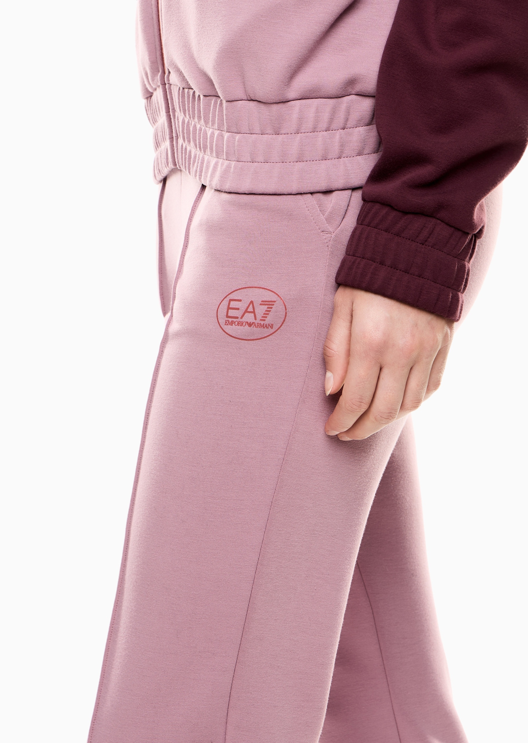 EA7 女士弹力立领开衫长款卫裤运动套装