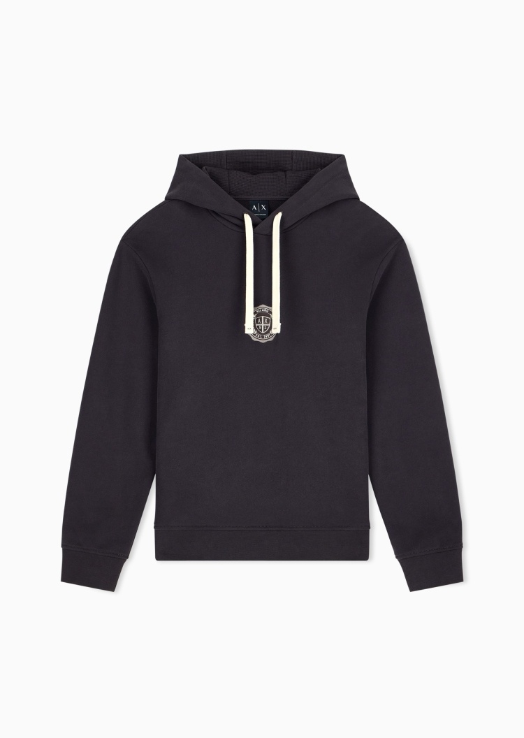 ARMANI EXCHANGE 男士纯棉合身长袖连帽刺绣休闲毛圈卫衣