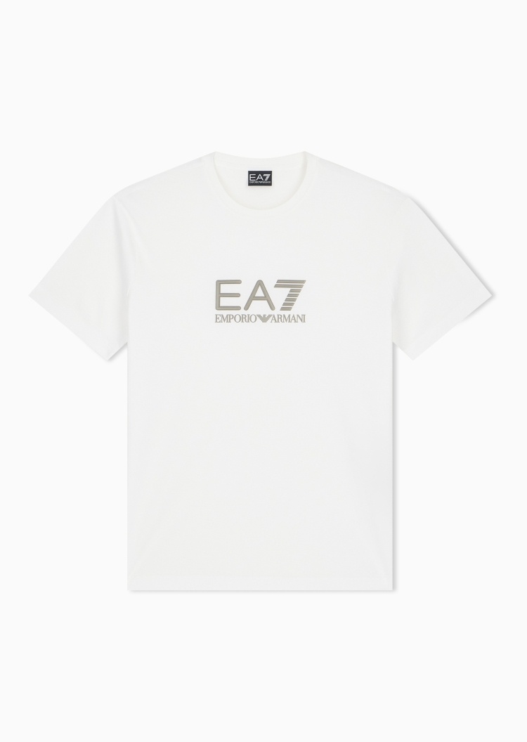 EA7 男士纯棉合身短袖圆领正肩印花运动T恤
