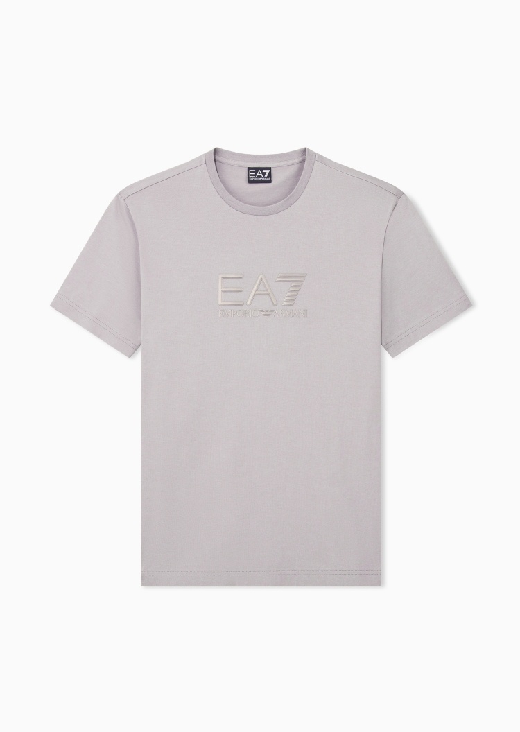 EA7 男士纯棉合身短袖圆领正肩印花运动T恤