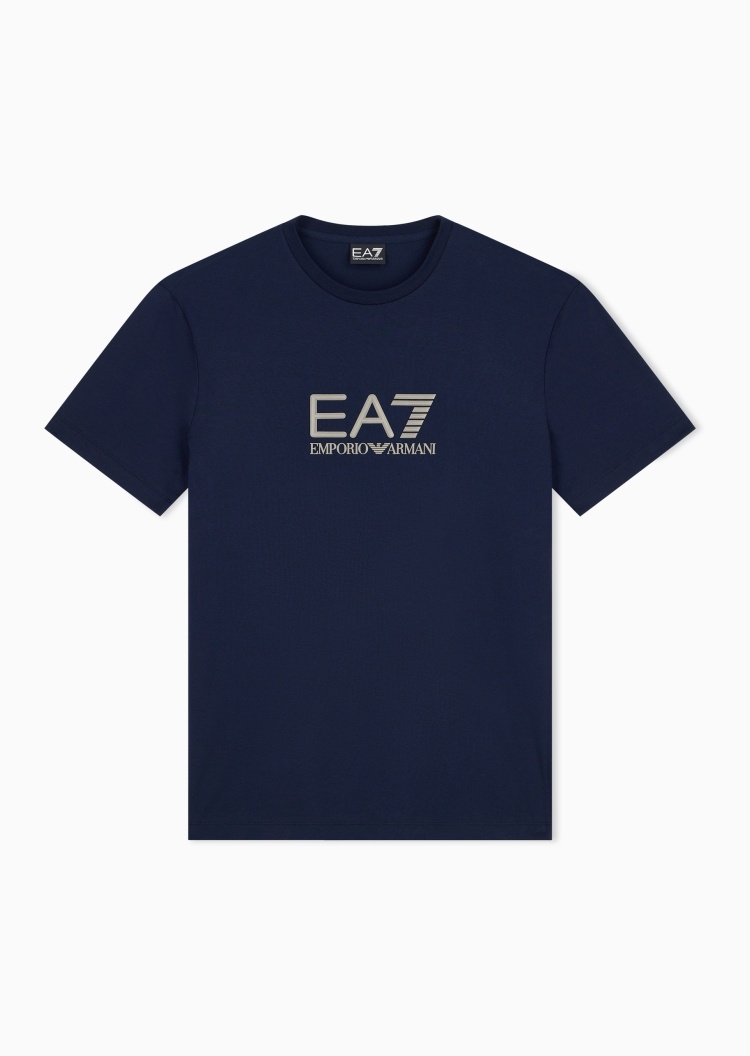 EA7 男士纯棉合身短袖圆领正肩印花运动T恤