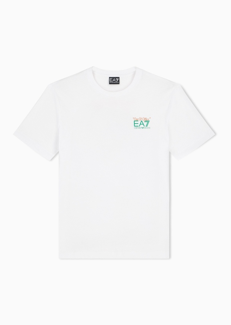 EA7 男女同款纯棉合身短袖圆领趣味印花T恤