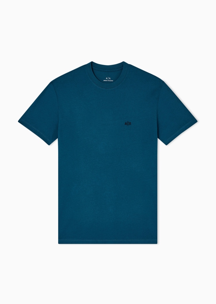 ARMANI EXCHANGE 男士全棉合身短袖圆领正肩刺绣T恤衫