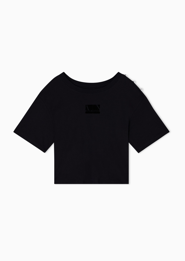 ARMANI EXCHANGE 女士全棉宽松短袖圆领创意标识纯色轻薄T恤