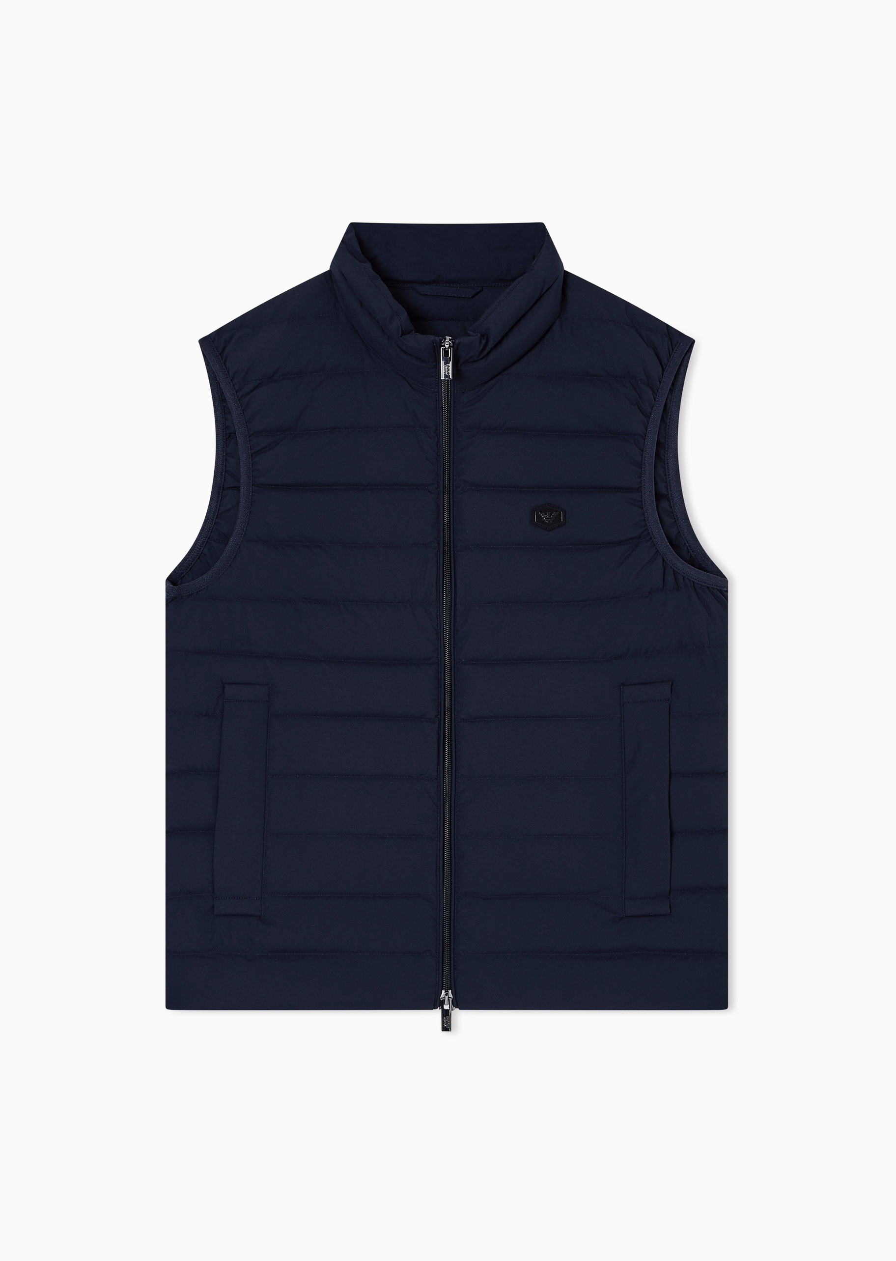 Emporio Armani 男士合身无袖立领纯色拉链羽绒马甲