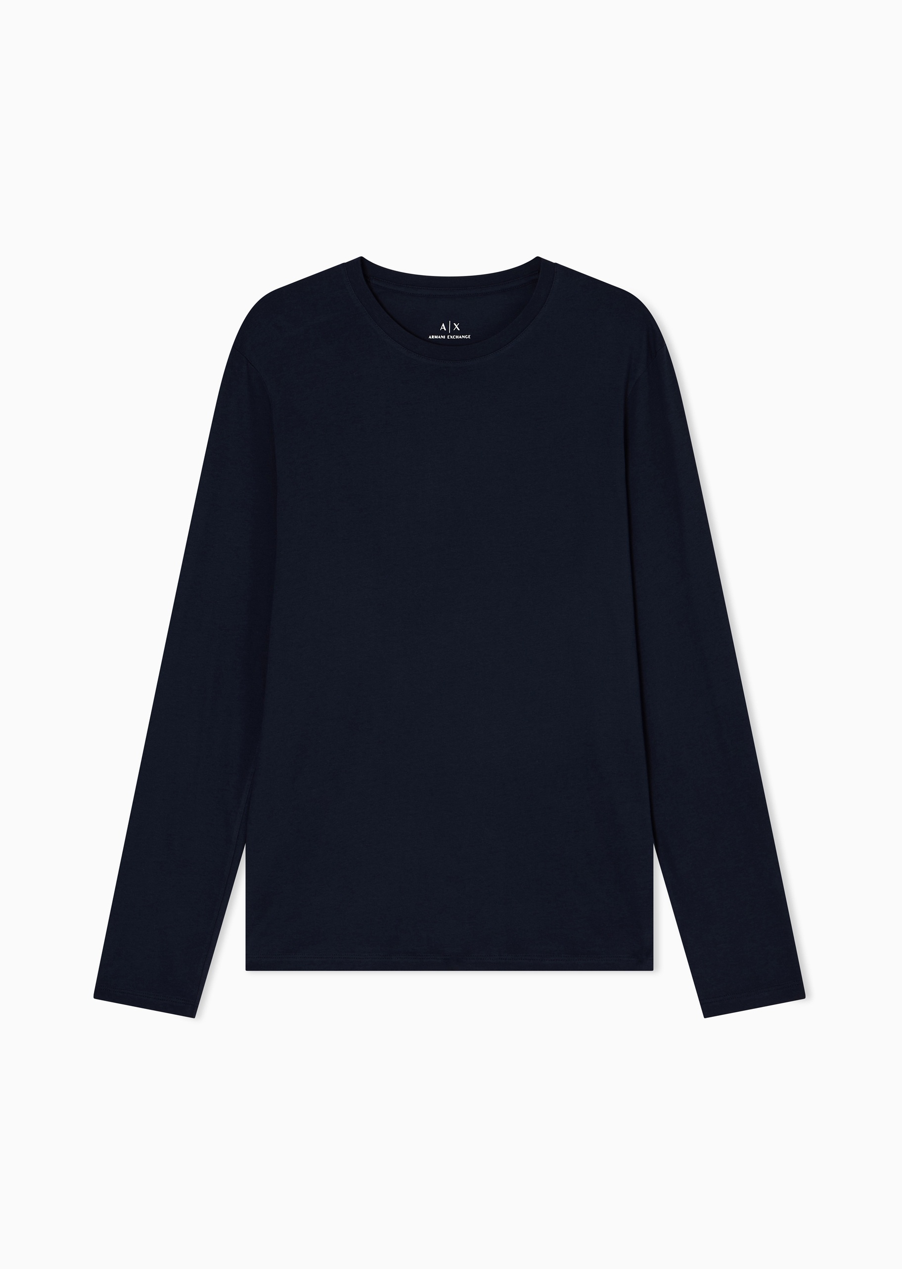 ARMANI EXCHANGE 男士纯棉修身长袖圆领正肩纯色T恤