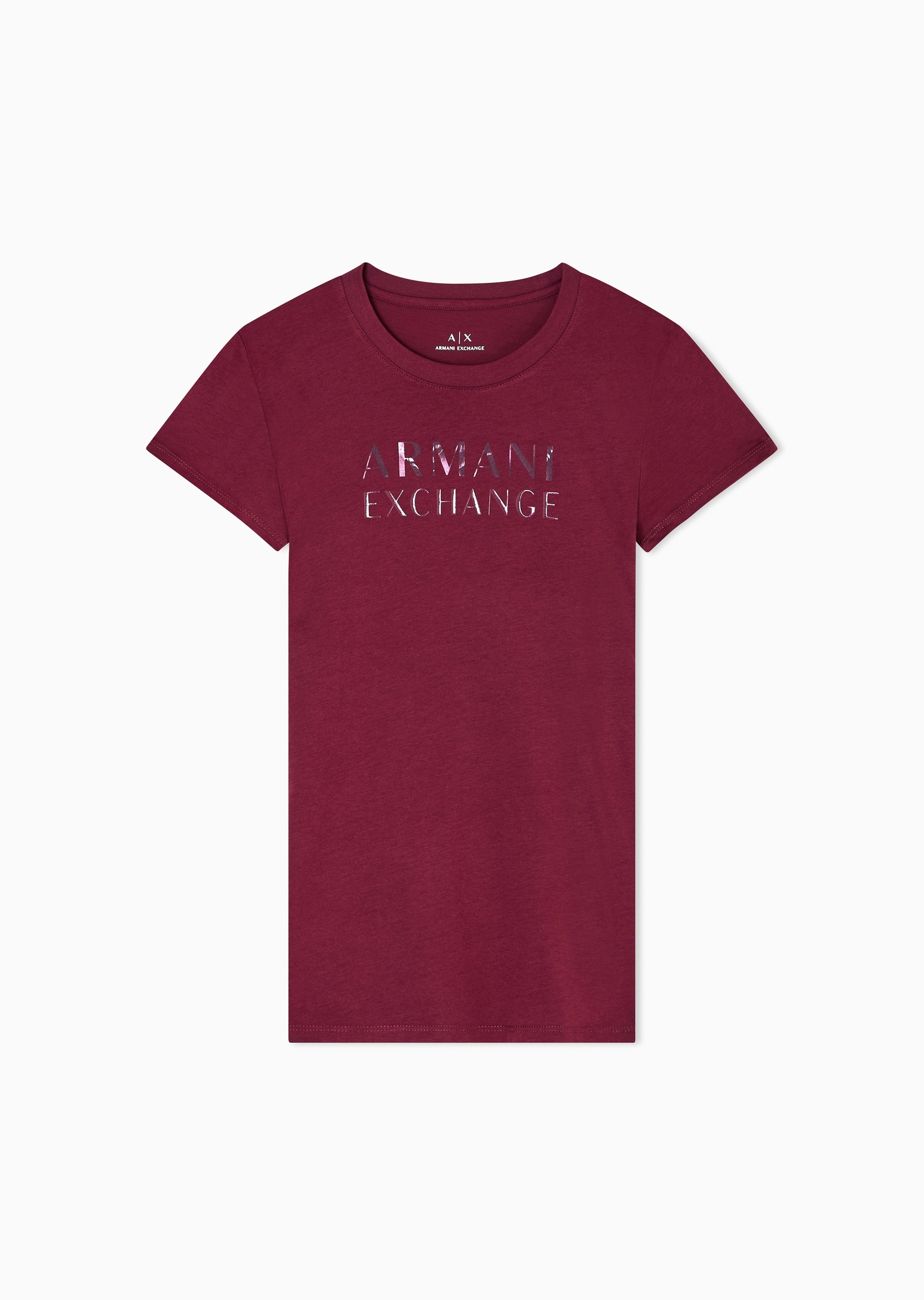 ARMANI EXCHANGE 女士纯棉修身短袖圆领字母印花轻薄T恤