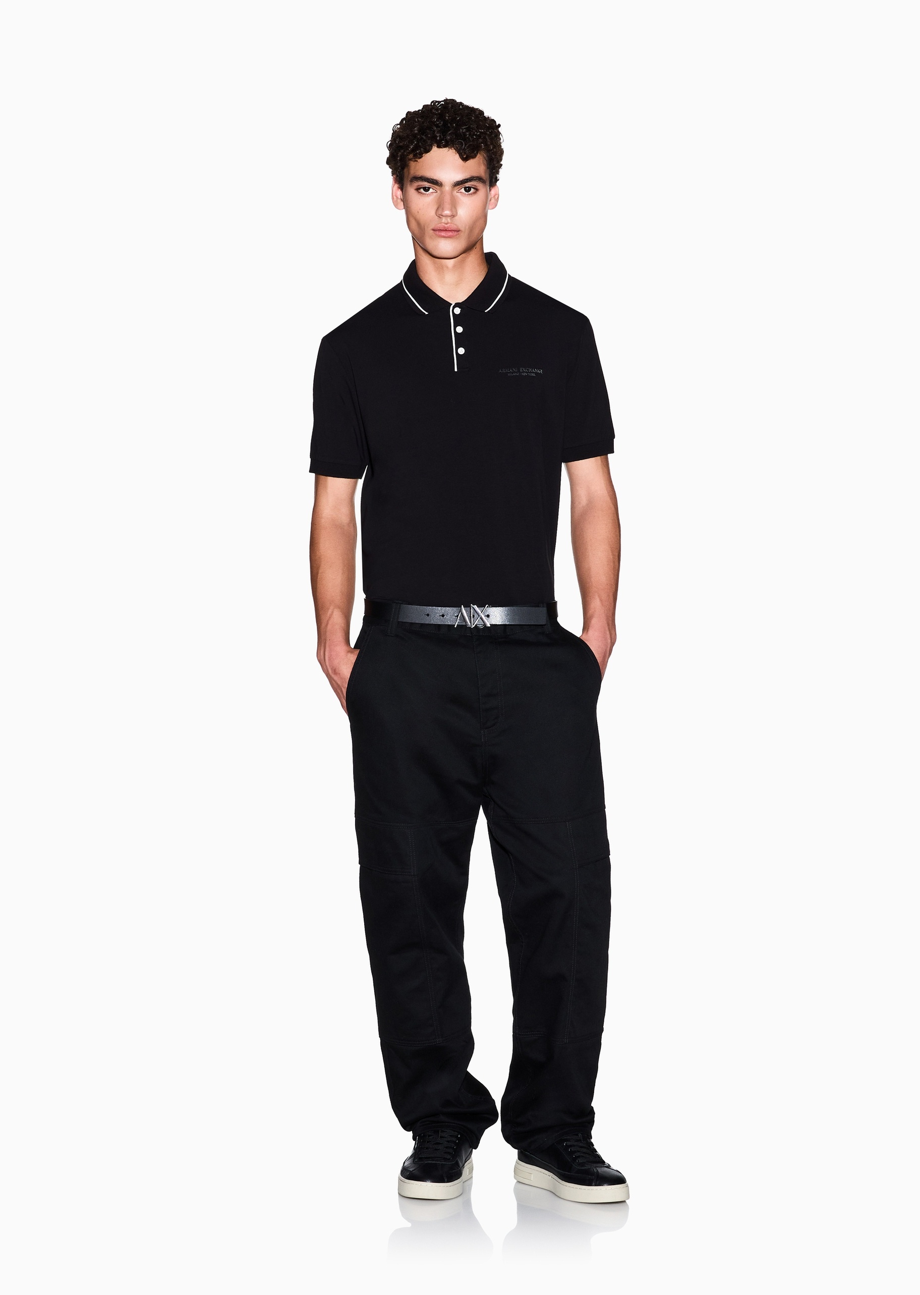ARMANI EXCHANGE 男士纯棉弹力短袖翻领Polo衫