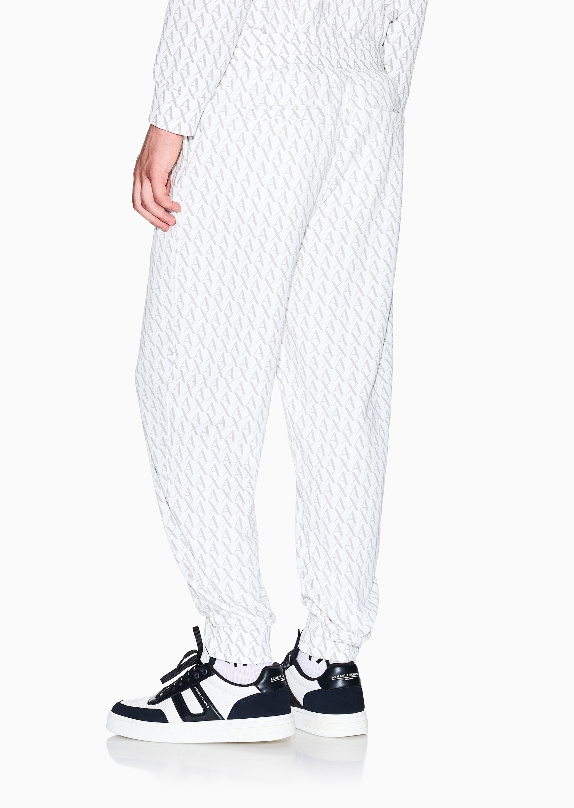 ARMANI EXCHANGE 男士宽松休闲纯棉复古满印束脚运动卫裤长裤