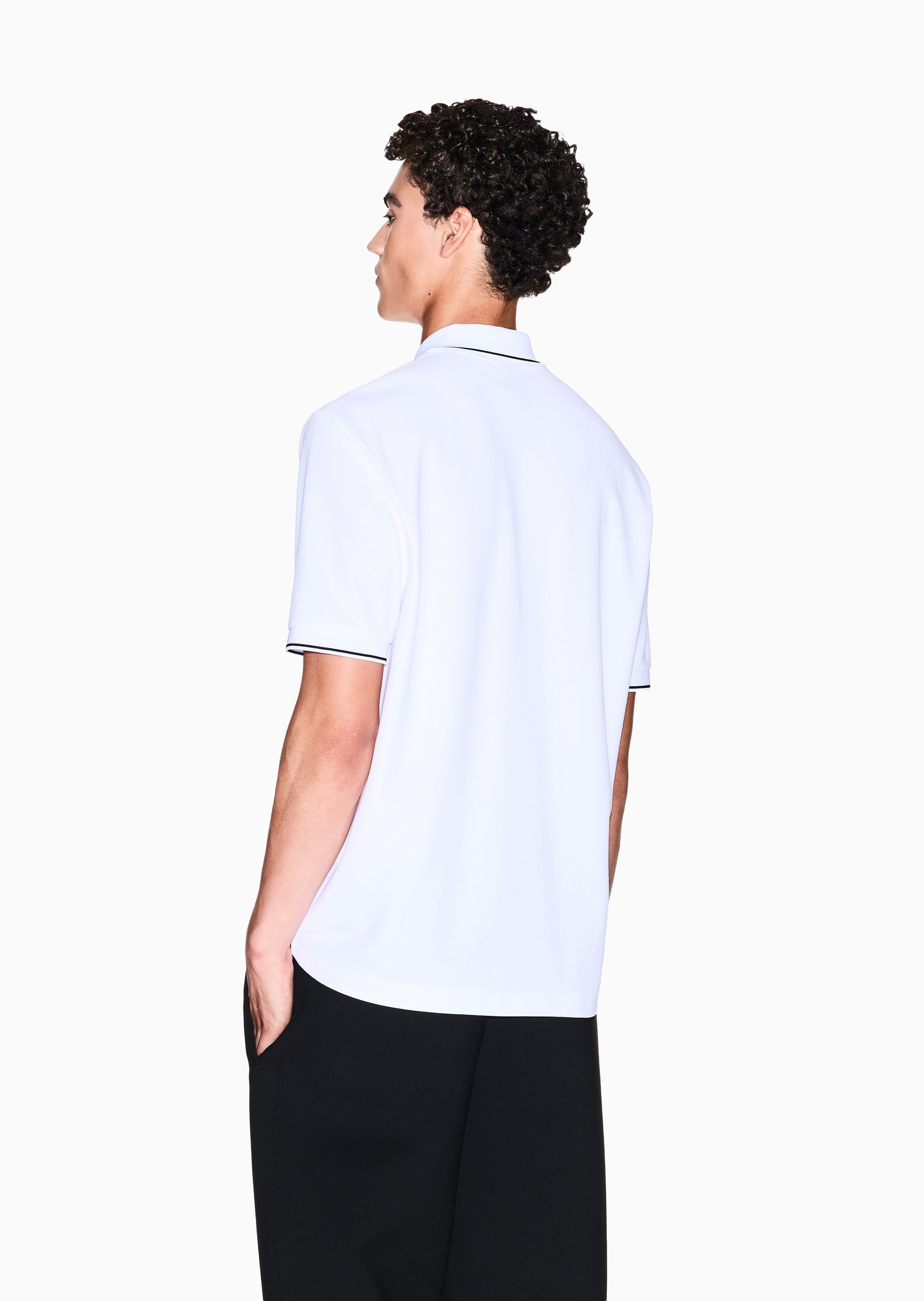 ARMANI EXCHANGE 男士纯棉短袖翻领撞色饰边Polo衫