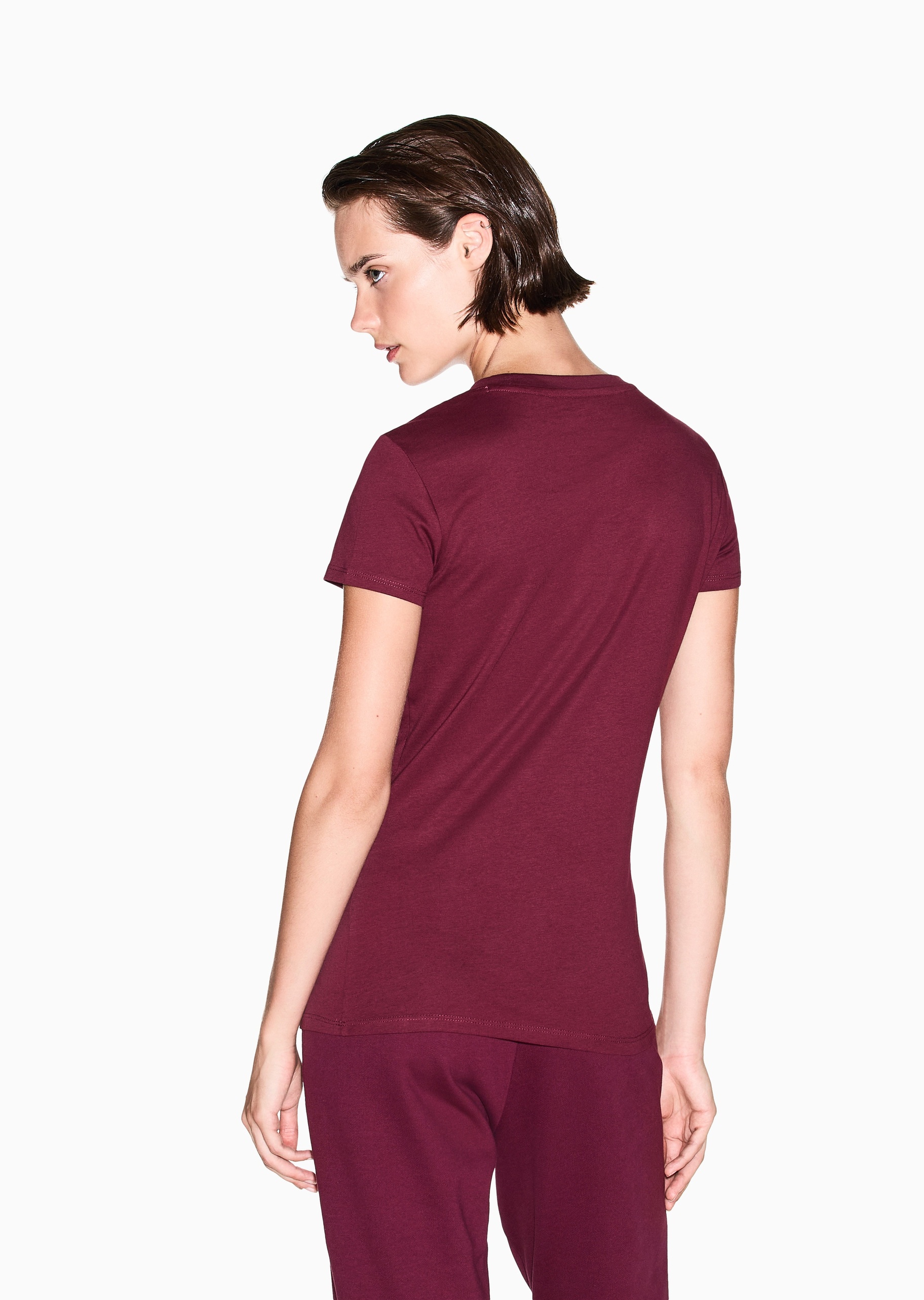 ARMANI EXCHANGE 女士纯棉修身短袖圆领字母印花轻薄T恤